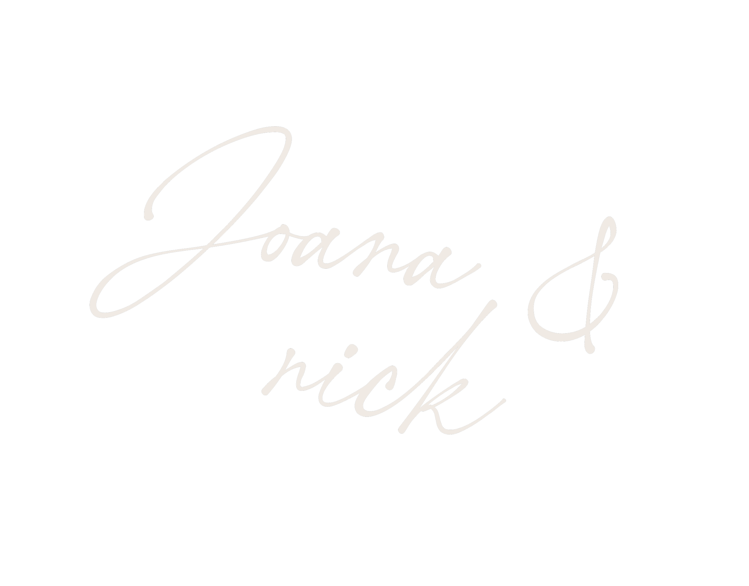 Text in white calligraphy reading "Joana & Nick" on a black background.