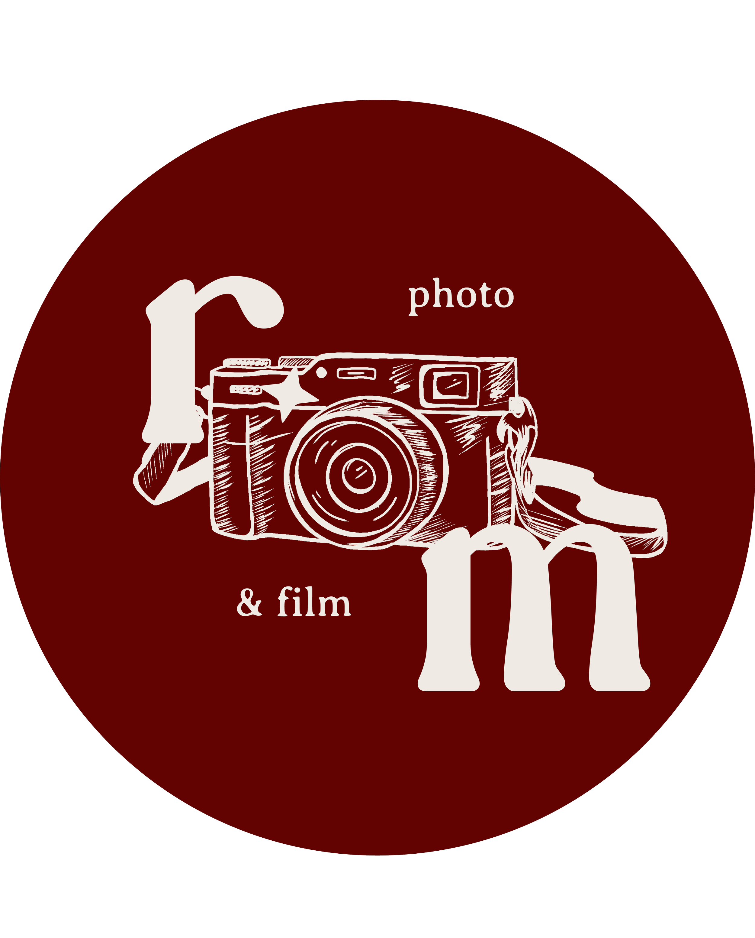 Logo featuring a camera, stylized letters "m" and "r" and the words "photo" and "& film."