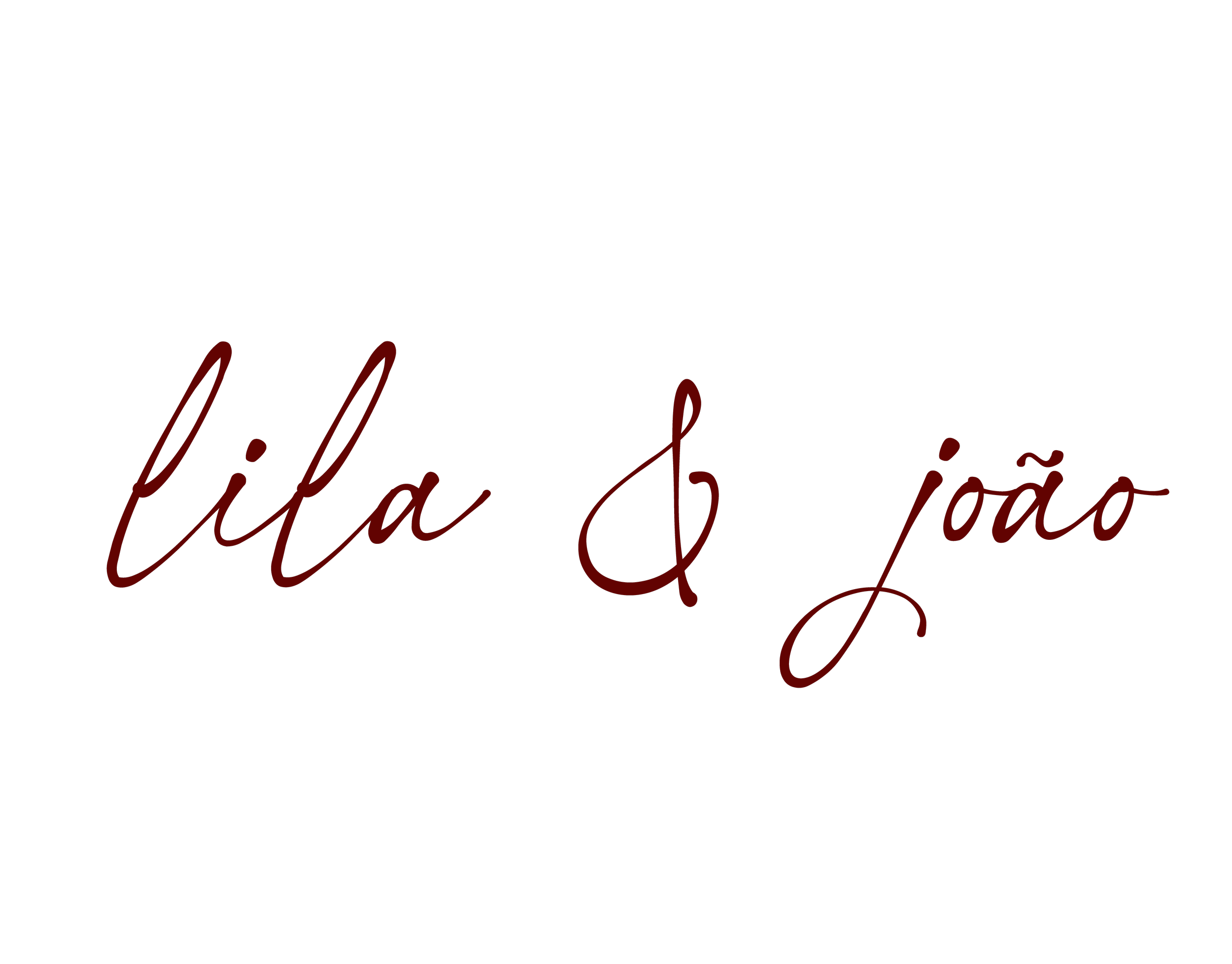 Text in red cursive letters on a black background reading "Lila & João."