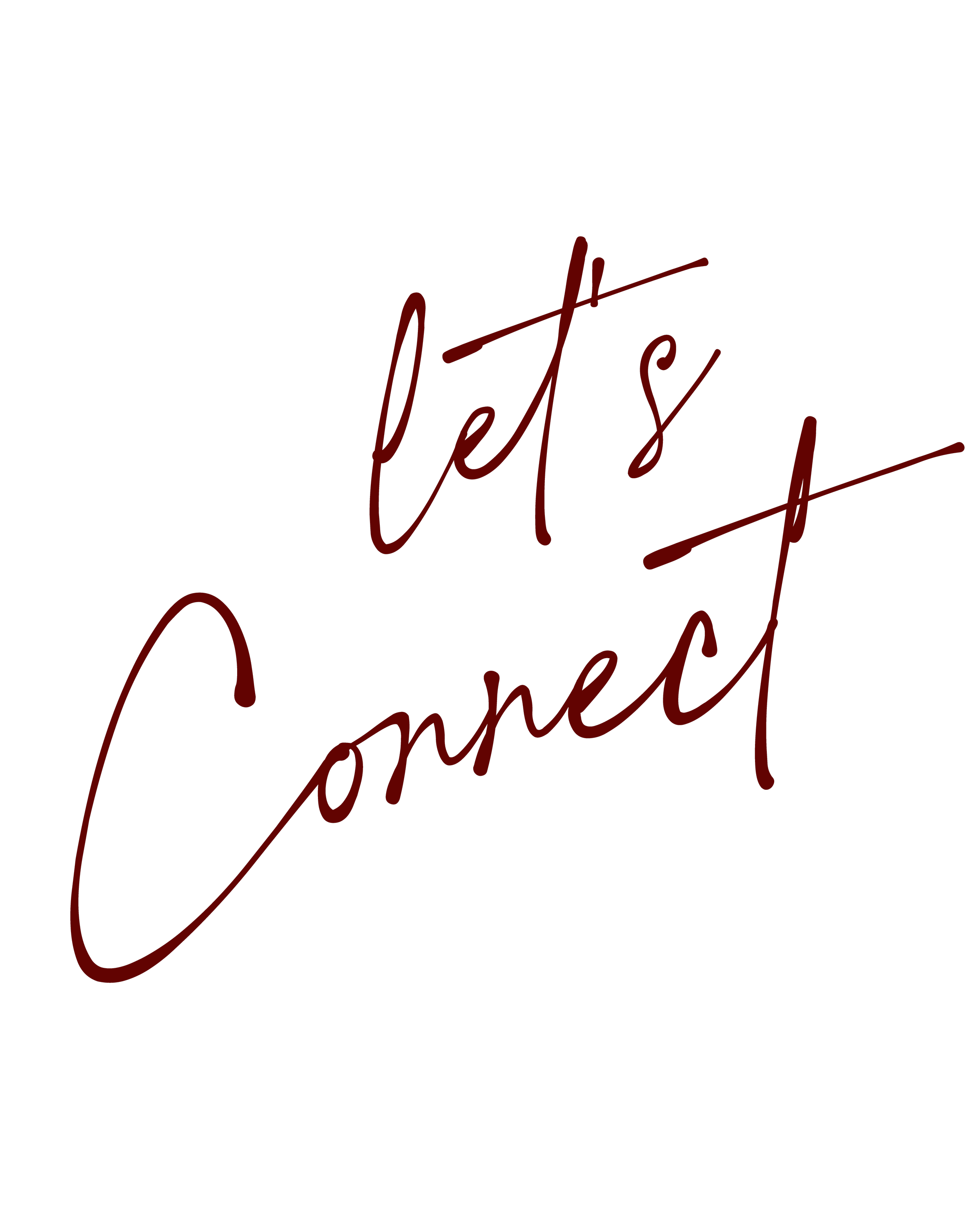 Stylized text with the phrase "Let's connect" in red cursive letters on a black background.