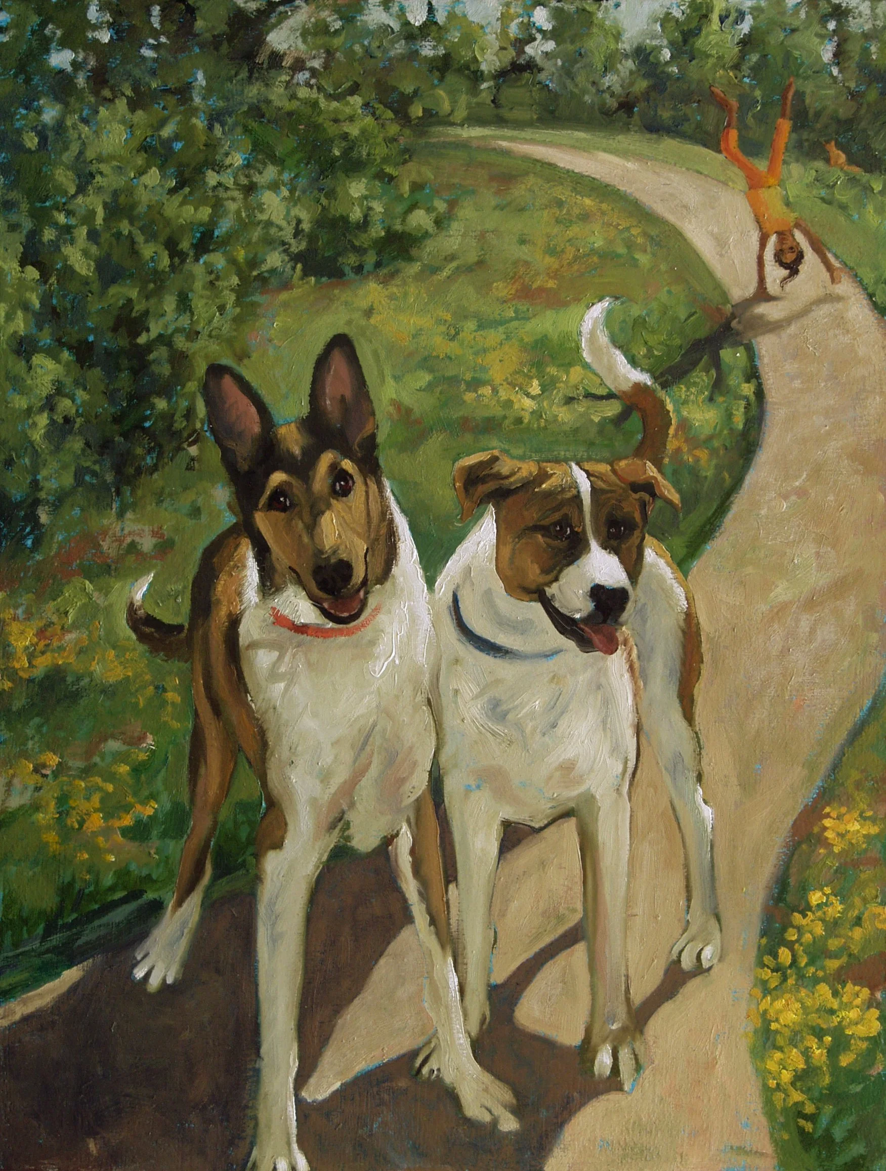Sierra and China, 21"x16", oil on board,  pg. 5 of Dog Book