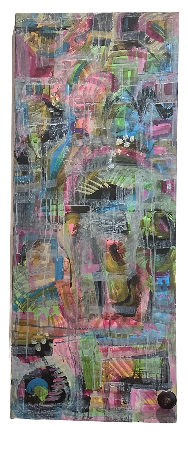 Emily Eve Weinstein,  Abstract III  (detail), 2026. Acrylic on hollow core with knob.