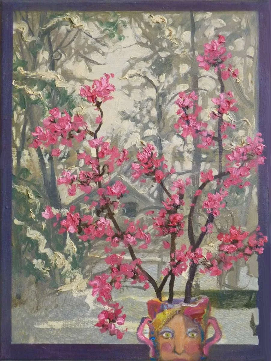 Emily Eve Weinstein, Primrose in Winter, 2024. Oil on canvas, 14 x 11 x 1 inches. 