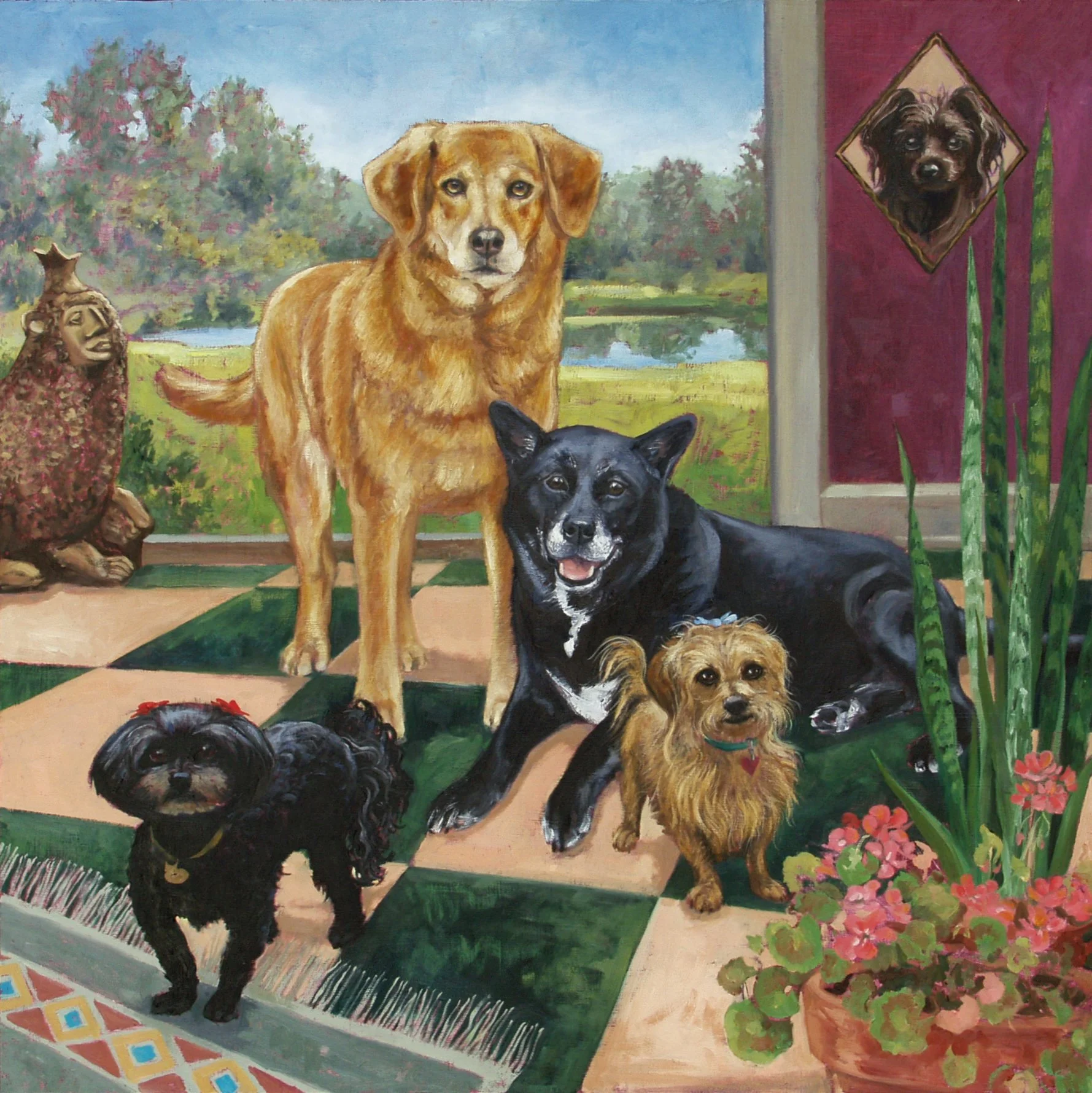 A Safe Home, 30"x30"x3", oil on hollow core, pg. 77 of Dog Book