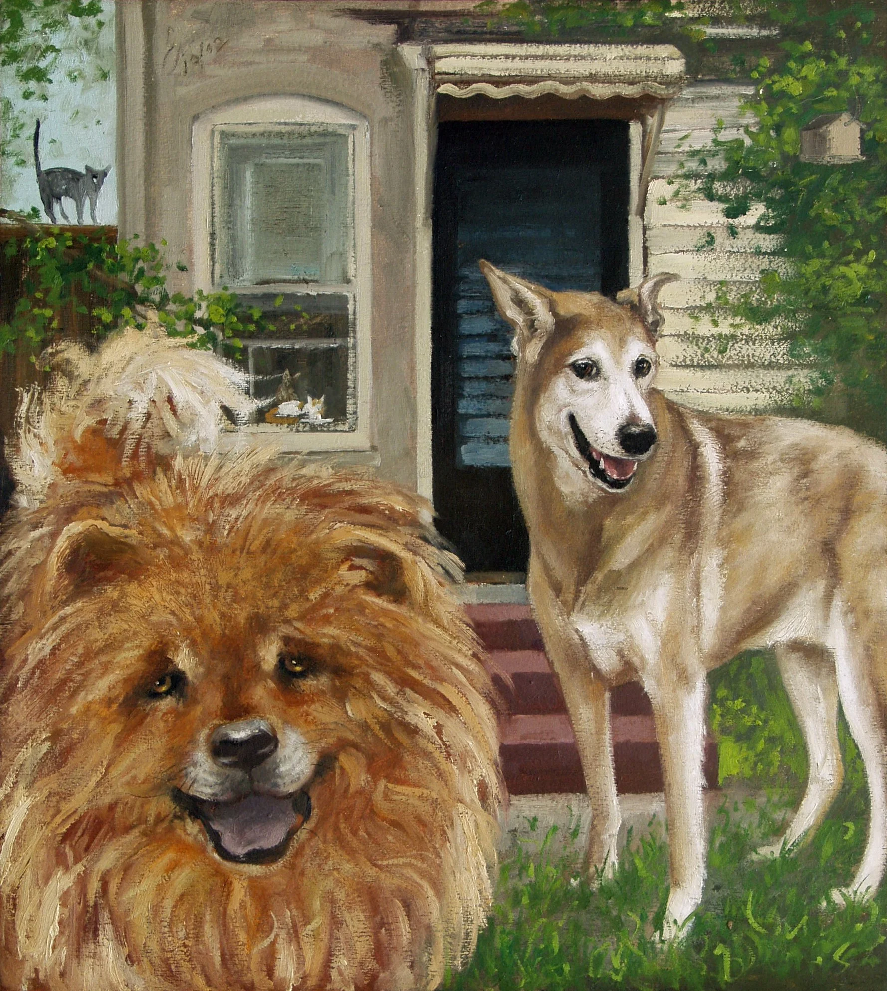 Ursula and Lucy, 23"x20"x2", oil on board,  pg. 9 of Dog Book