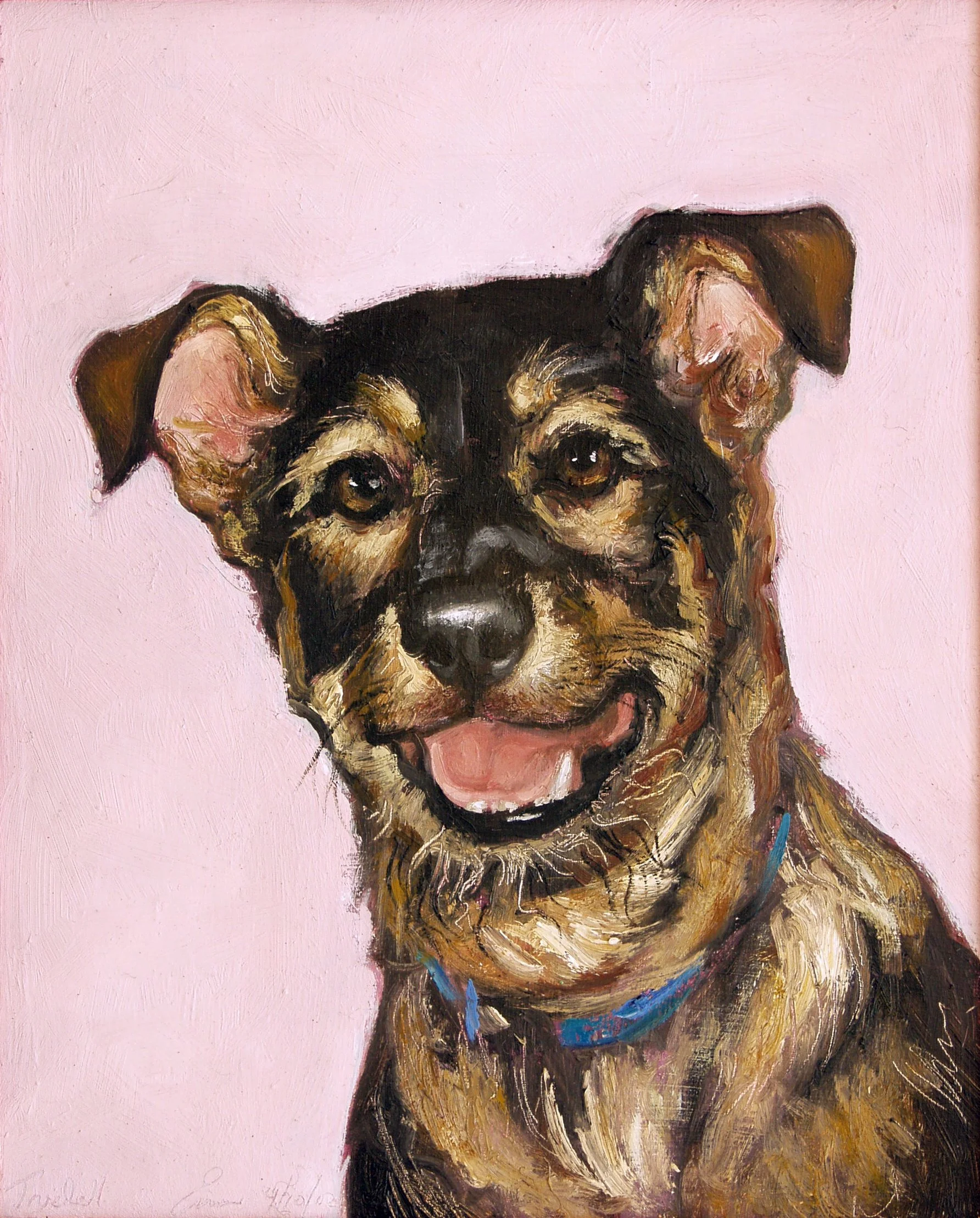 Trudel-party animal, 9"x7"x1", oil on wood, pg. 42 of Dog Book