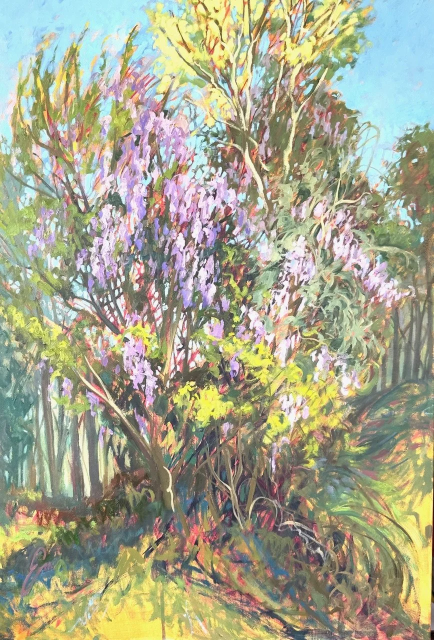 Emily Eve Weinstein, 3 Days of Wisteria, 2026. Oil on canvas, 36 x 24 x 3 inches. 