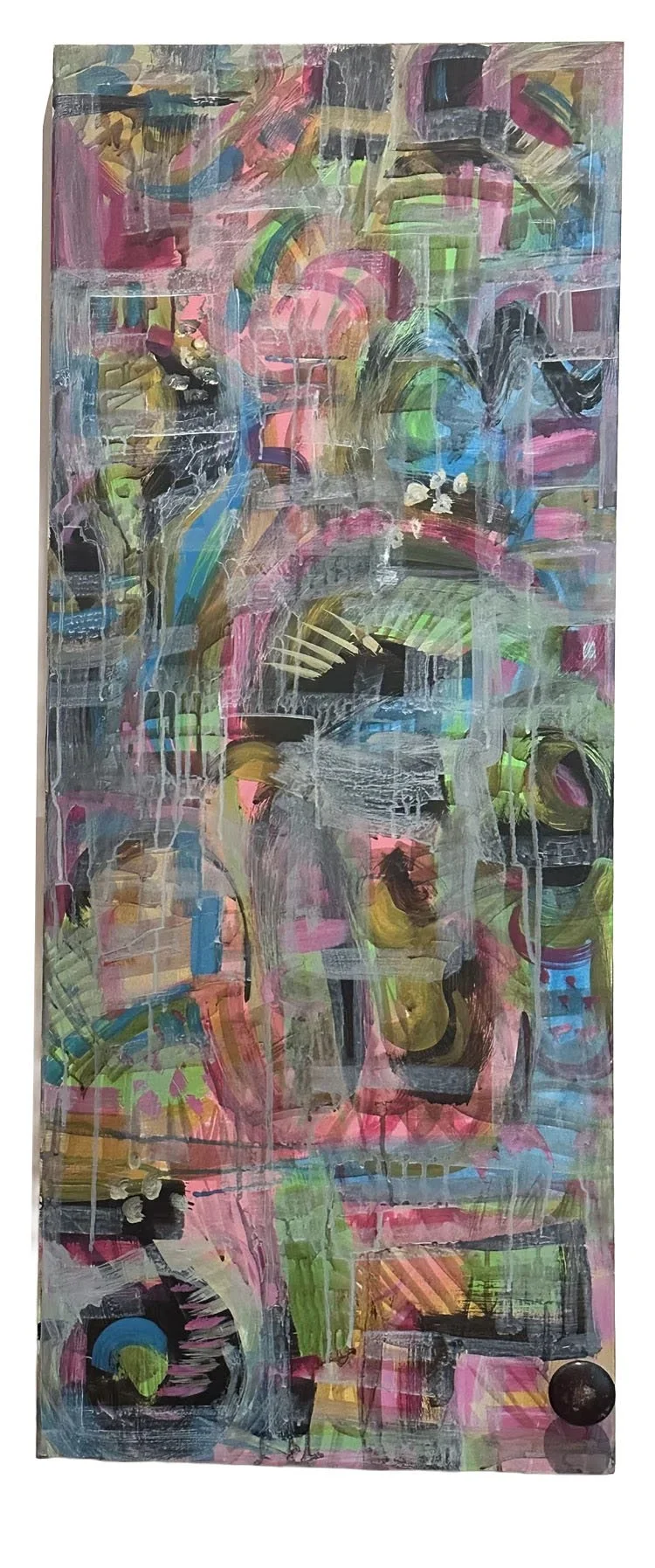 Abstract III, acrylic on hollow core with knob, 5/26