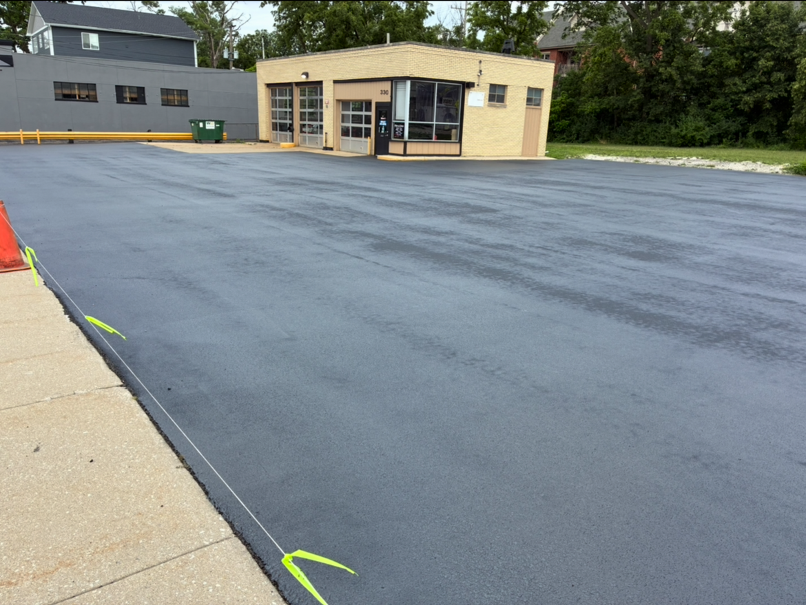 Parking lot striping in Elgin, IL with clear lines and professional finish