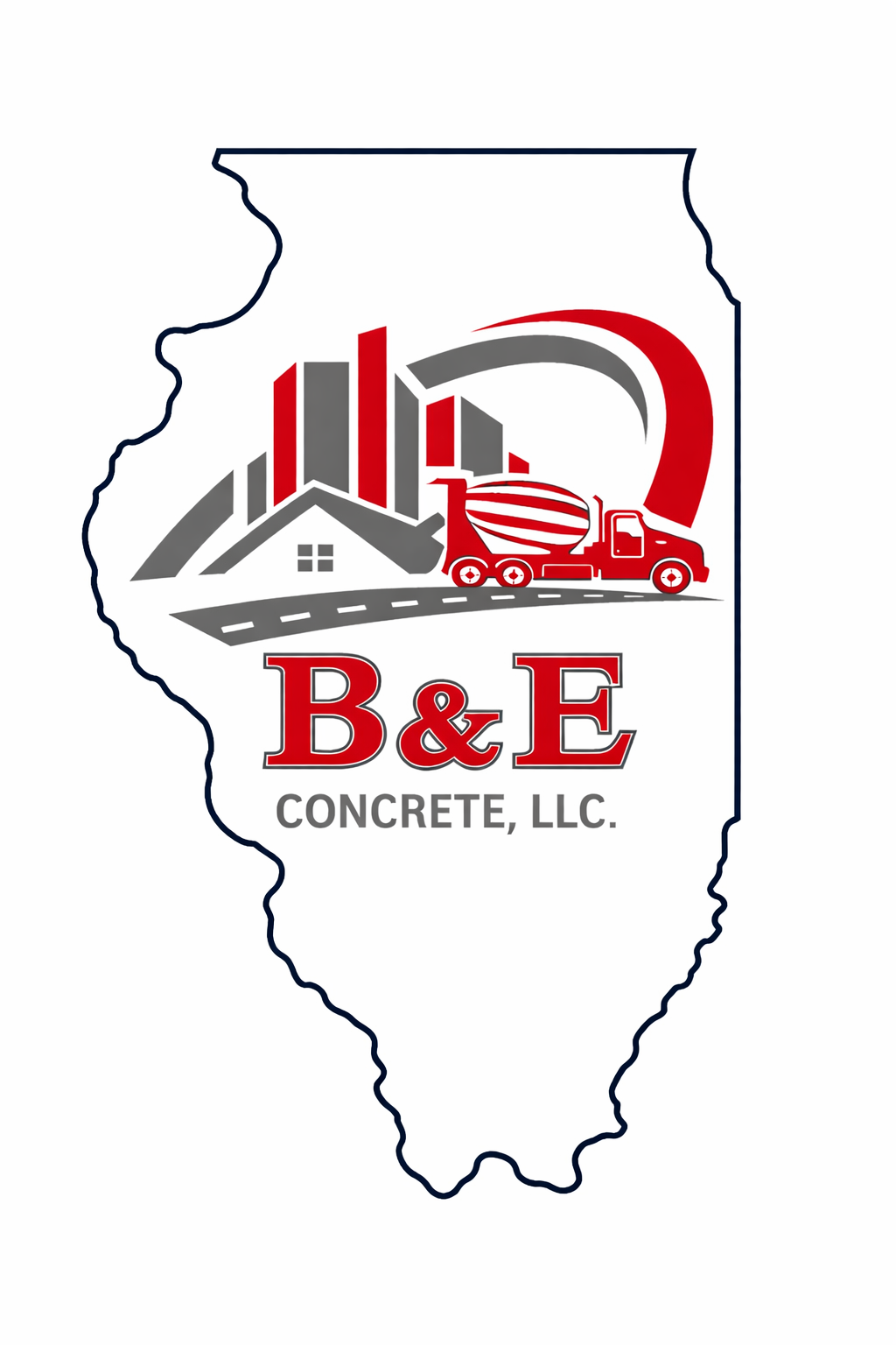 B&E Concrete LLC logo – concrete and asphalt contractor in Elgin, Illinois
