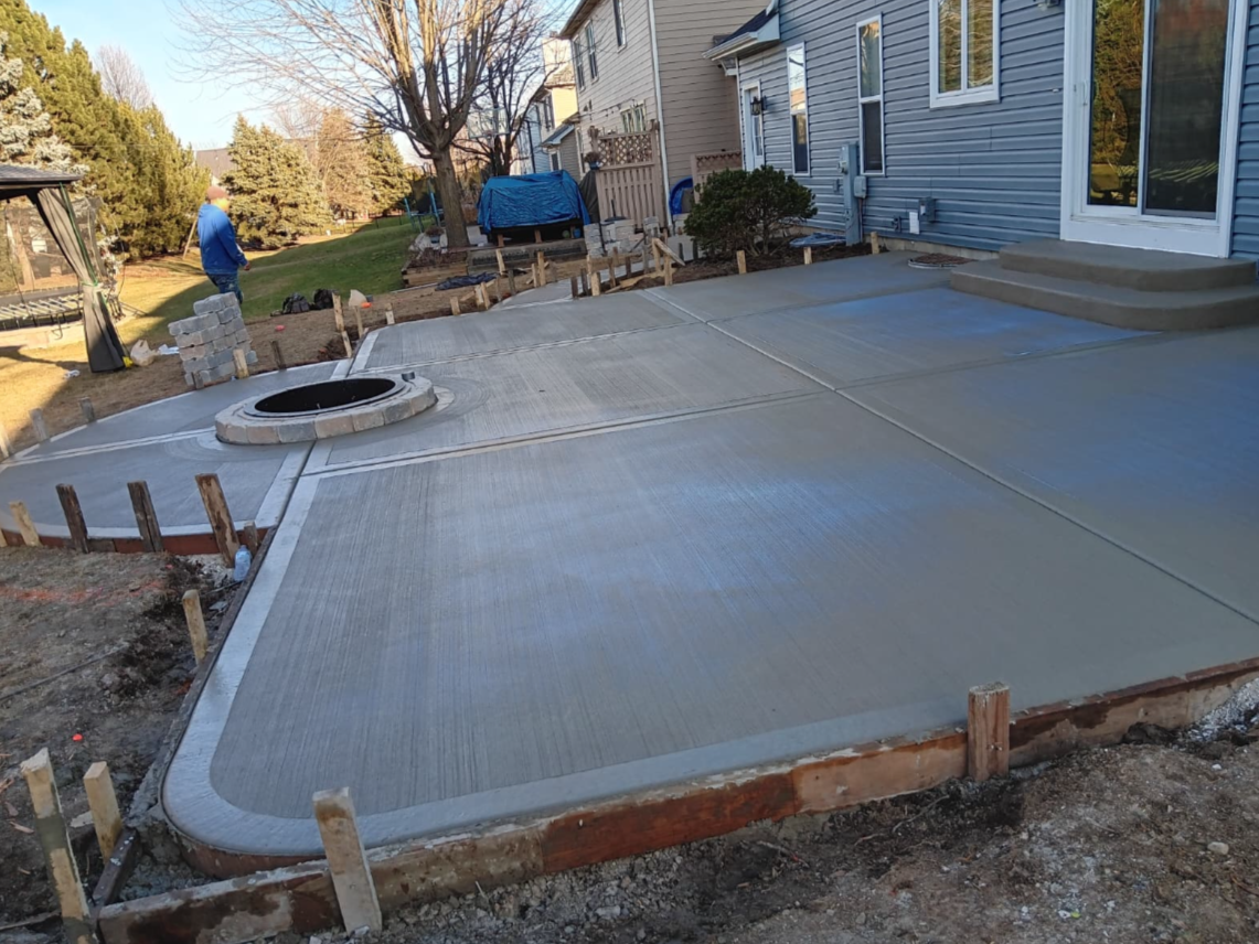 Concrete patio installation in Elgin, IL for outdoor residential living space