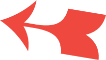 Red and black abstract arrow graphic pointing left
