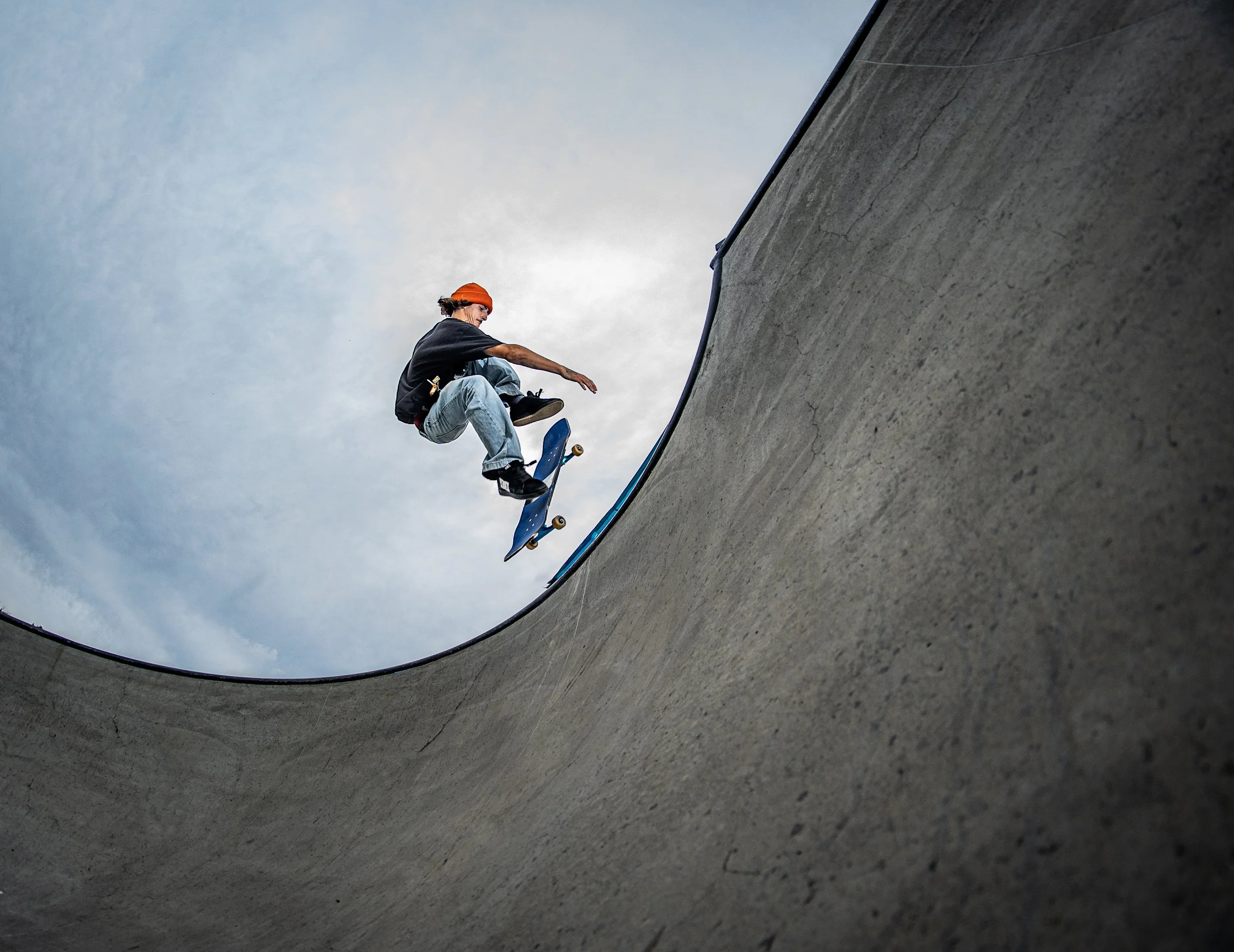 Muncie Skate Park attendee airing out of an 8-foot bowl