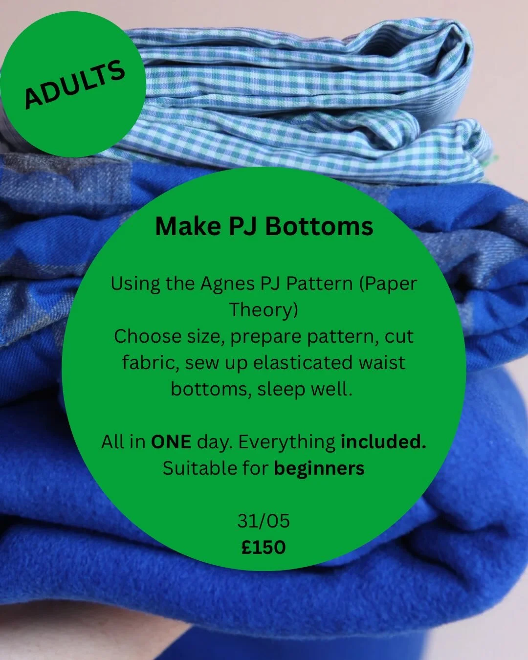 I&rsquo;ve done a really rubbish job at promoting this adult one day workshop to make your own PJ bottoms using the wonderful @paper_theory Agnes pattern. 

So, consider this promotion! 

If you fancy getting to grips with a sewing machine, a pattern