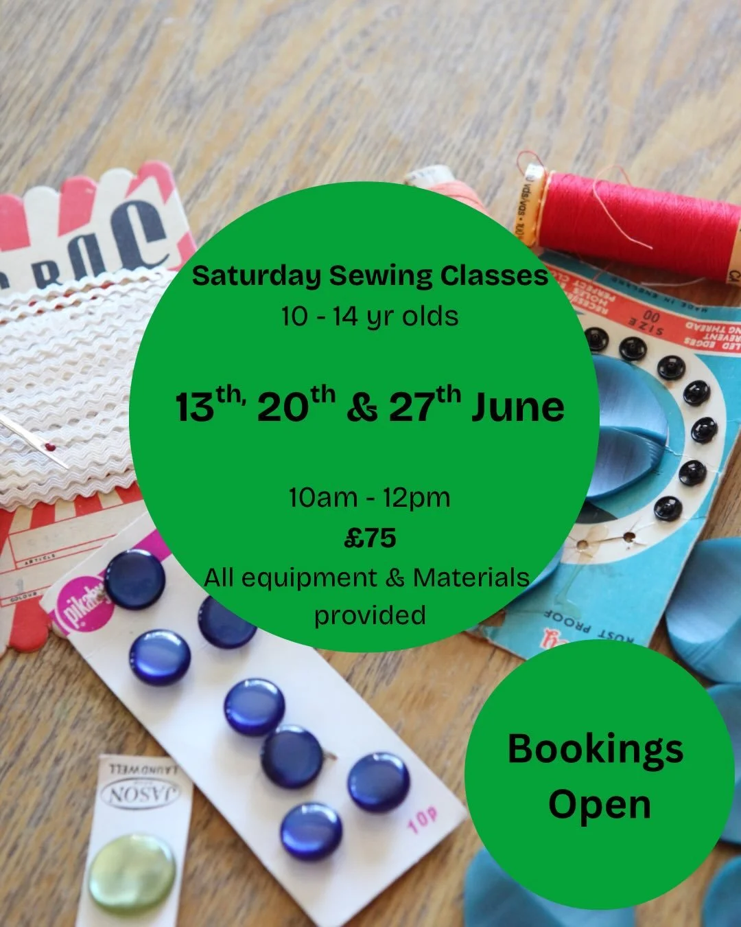 Calling all 10-14 year olds. Or more likely, their grown ups&hellip;..

New Saturday courses starting 13th June and then dates in the summer holidays. 

DM if you would like more info

#kidssewing #kidssewingclass #holidayclub