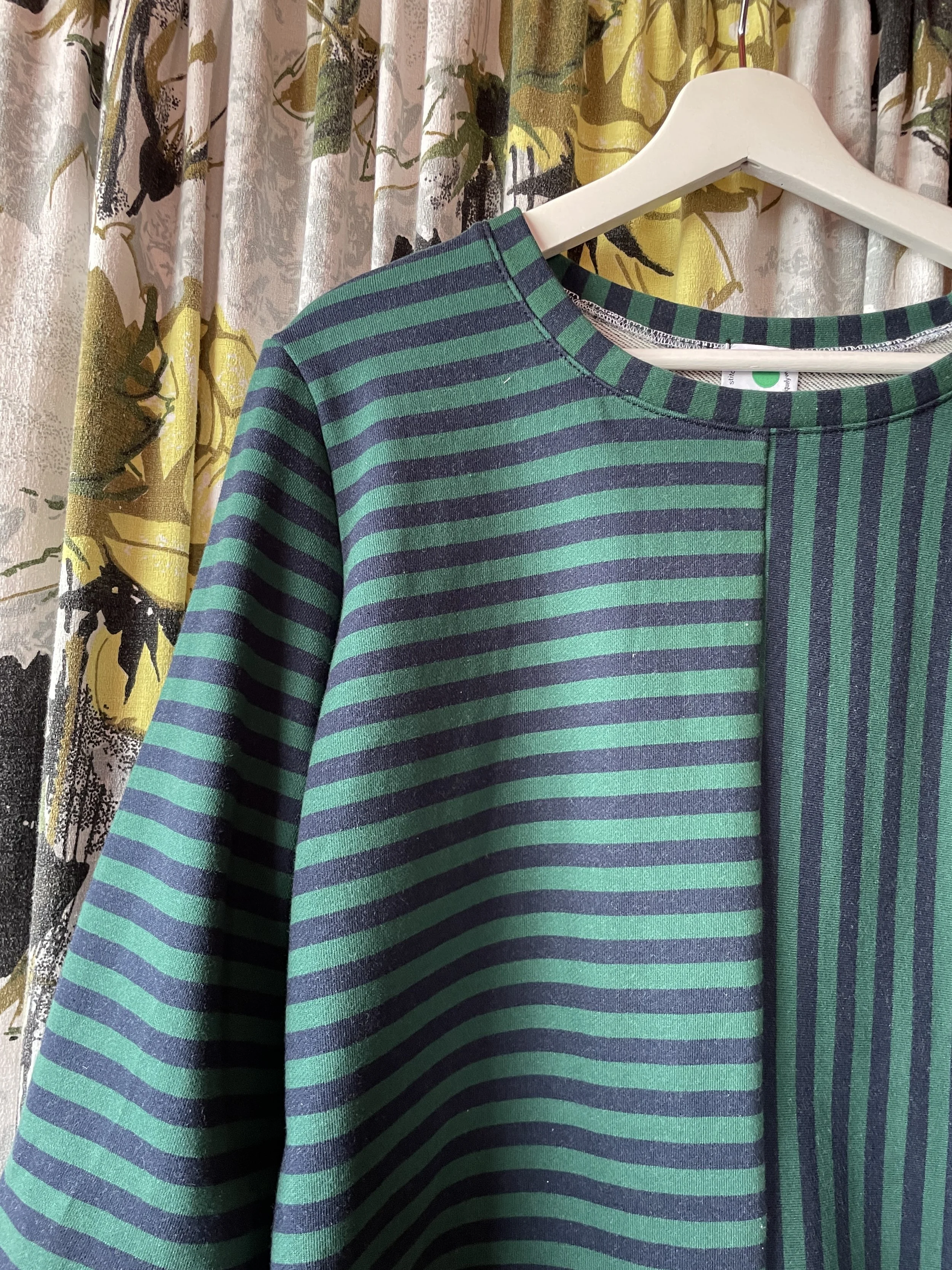 Pieced Sweatshirt - Blue & Green