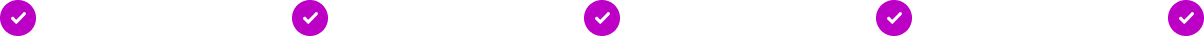 Multiple purple check marks aligned horizontally on a white background.
