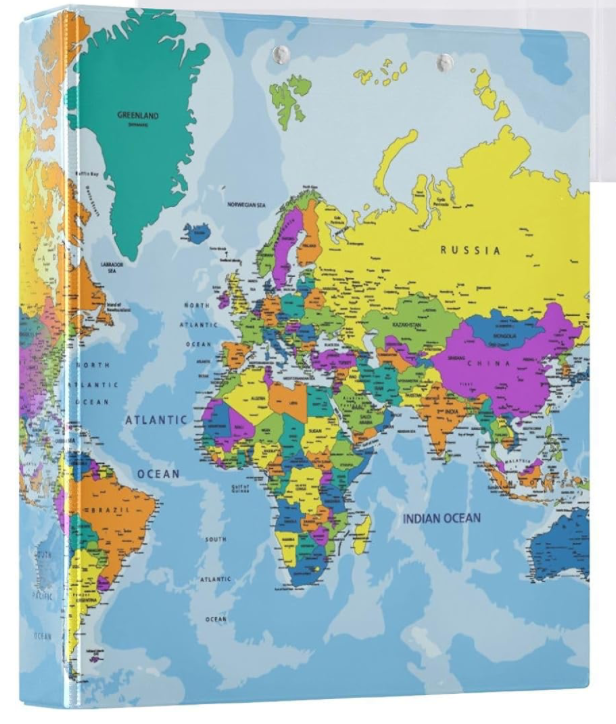 1.5-inch notebook, world map theme