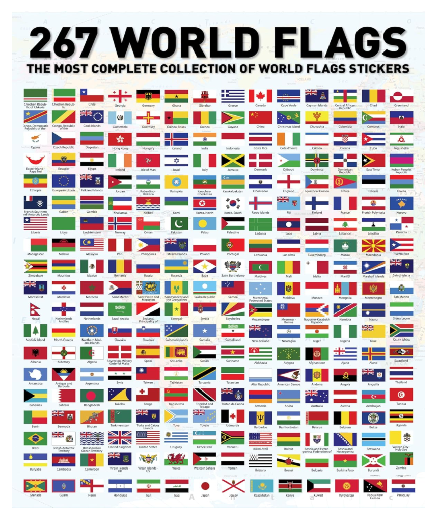 Flags of the World Stickers (these fit perfectly in the flag spot on the country worksheets)