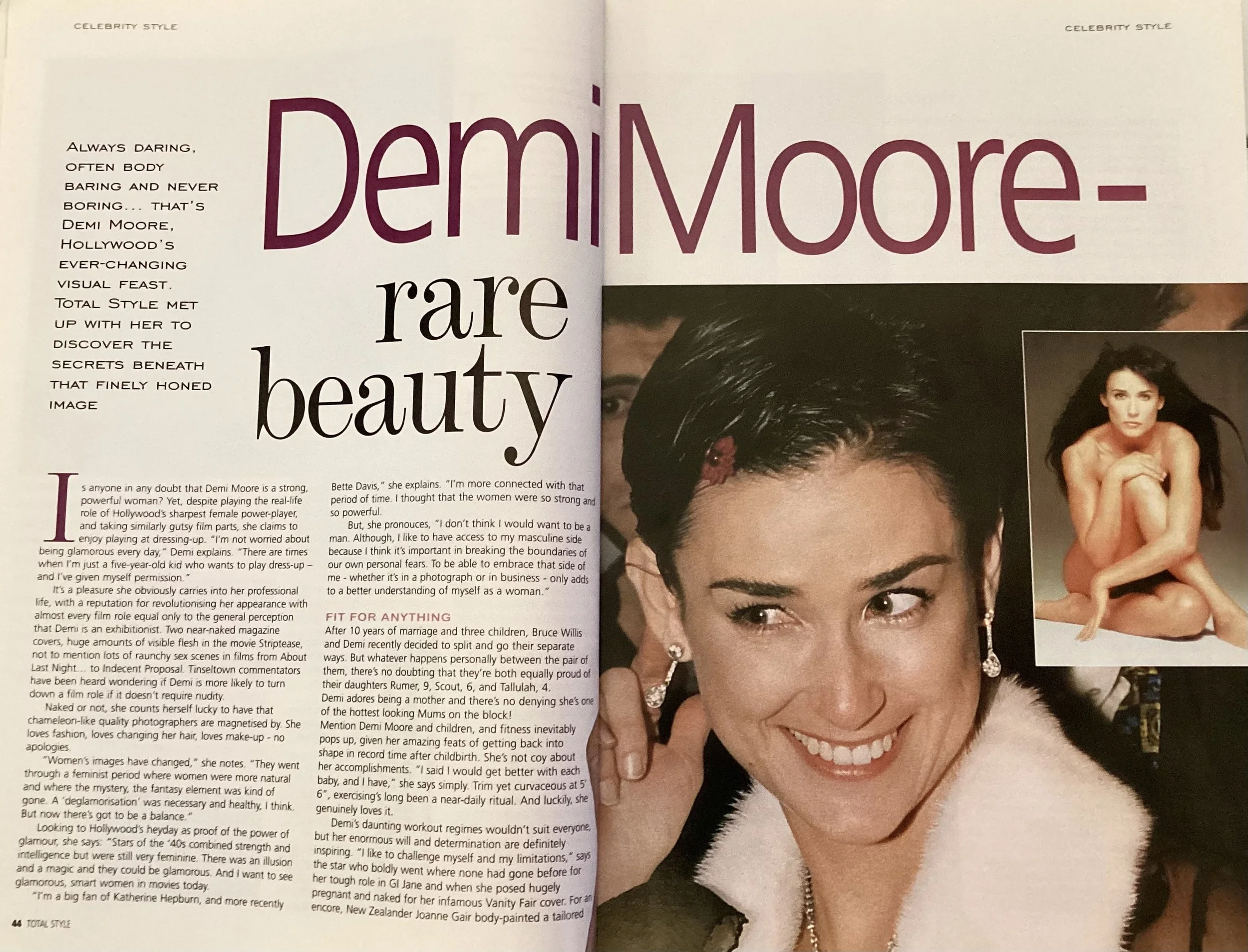Interview with actress Demi Moore for British consumer print publication, 'Total Style'. (I was the magazine's editor)