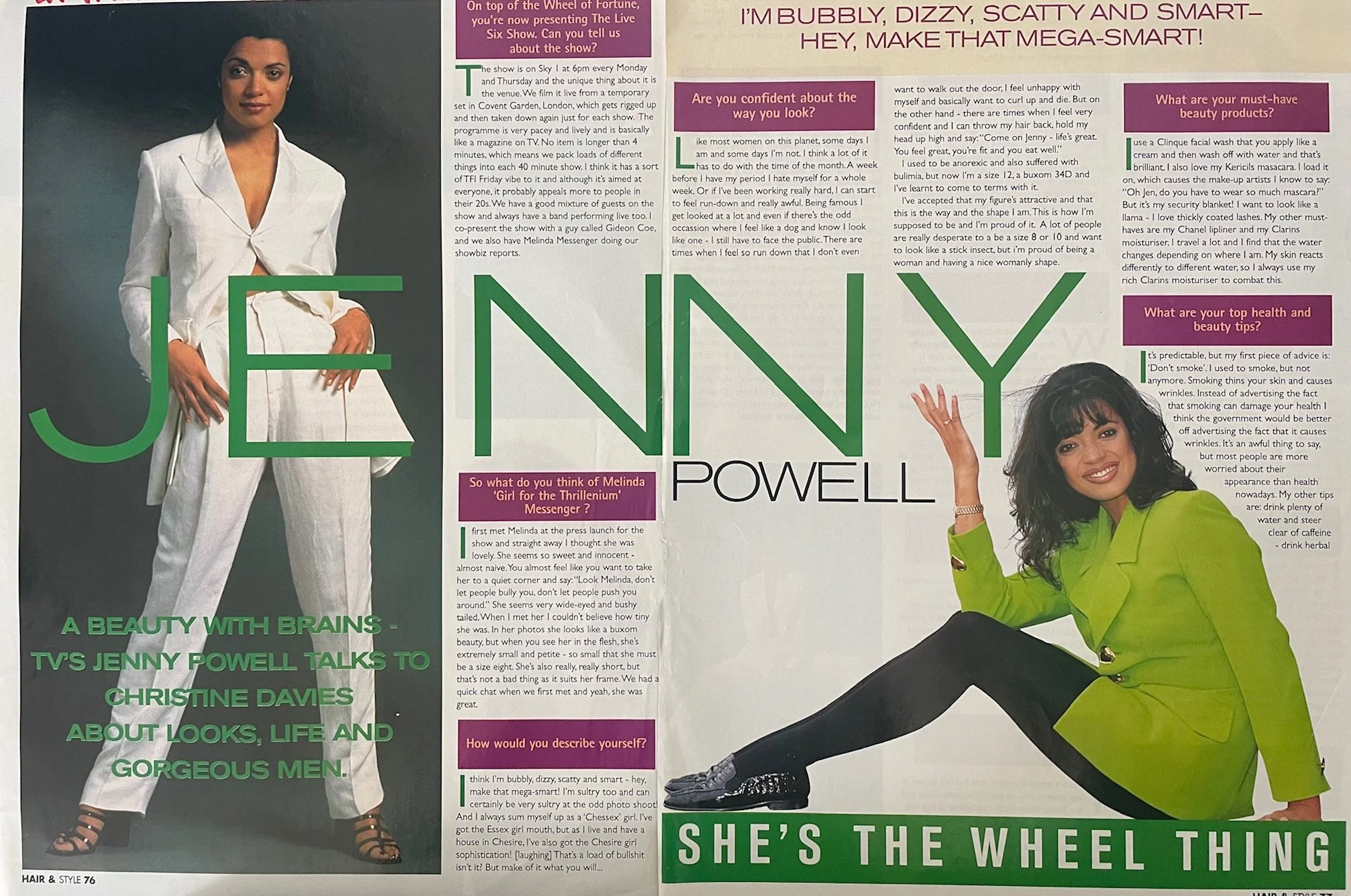 Interview with British TV presenter Jenny Powell for British consumer magazine, 'Hair & Style' (print publication)