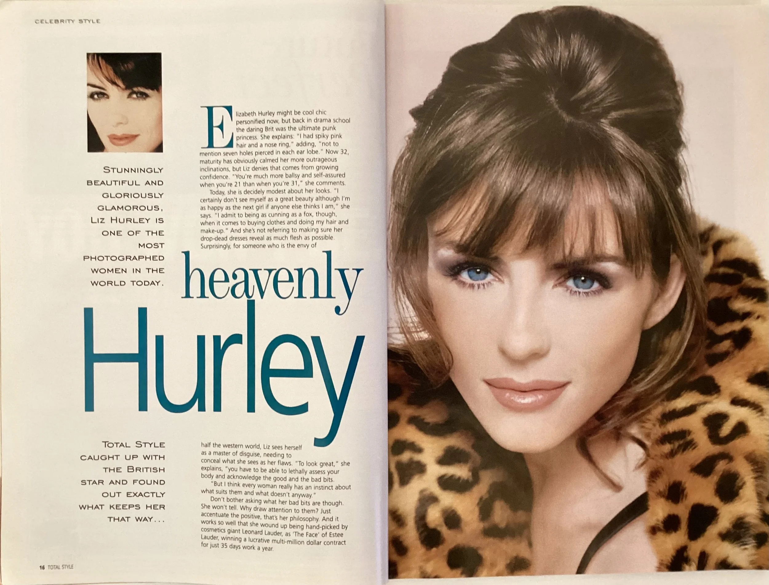 Elizabeth Hurley cover interview for British consumer print magazine, 'Total Style'. (I was the magazine's editor)