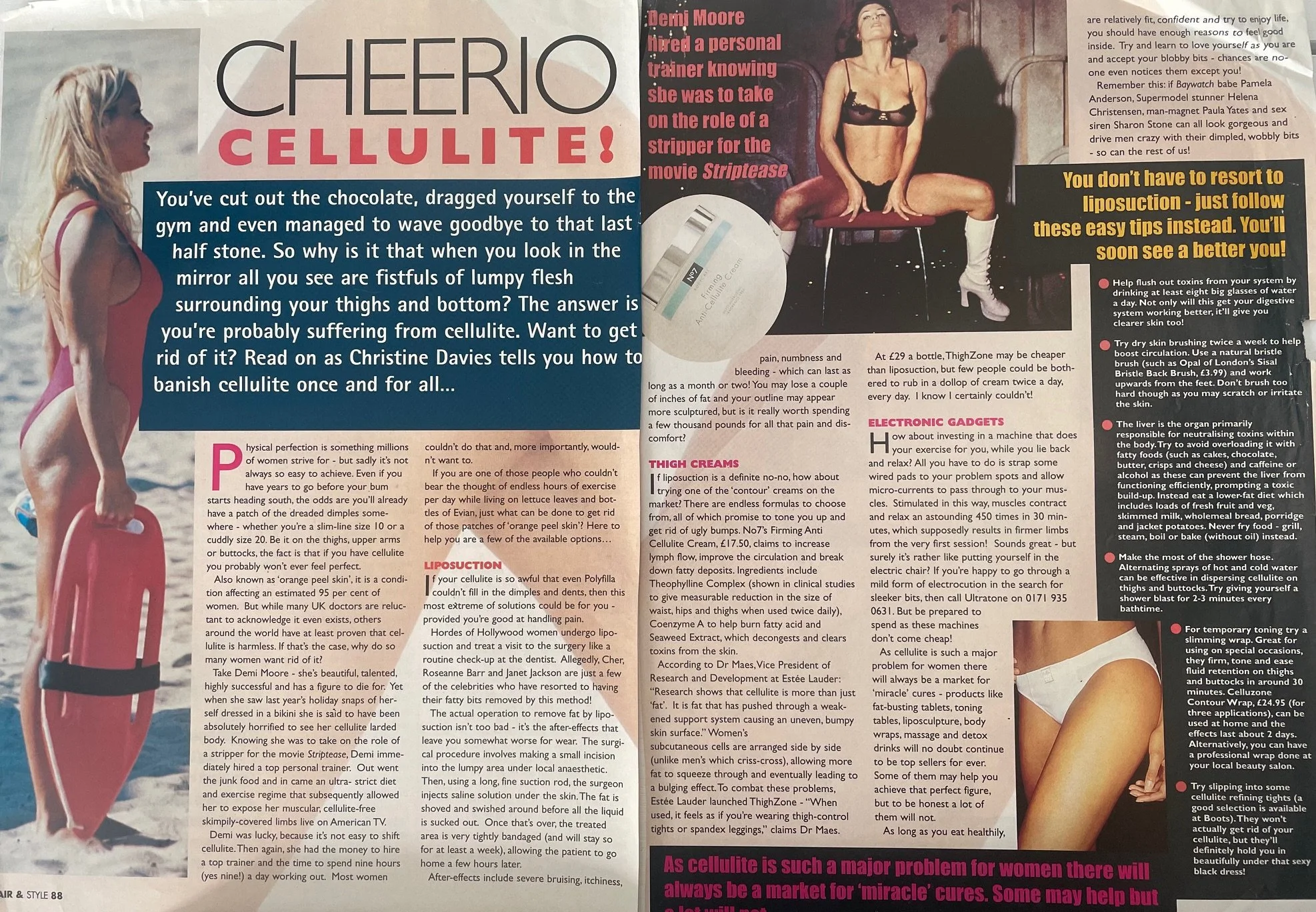 Cellulite beauty feature for British consumer magazine, 'Hair & Style' (Print Edition). I was the magazine's Associate editor.