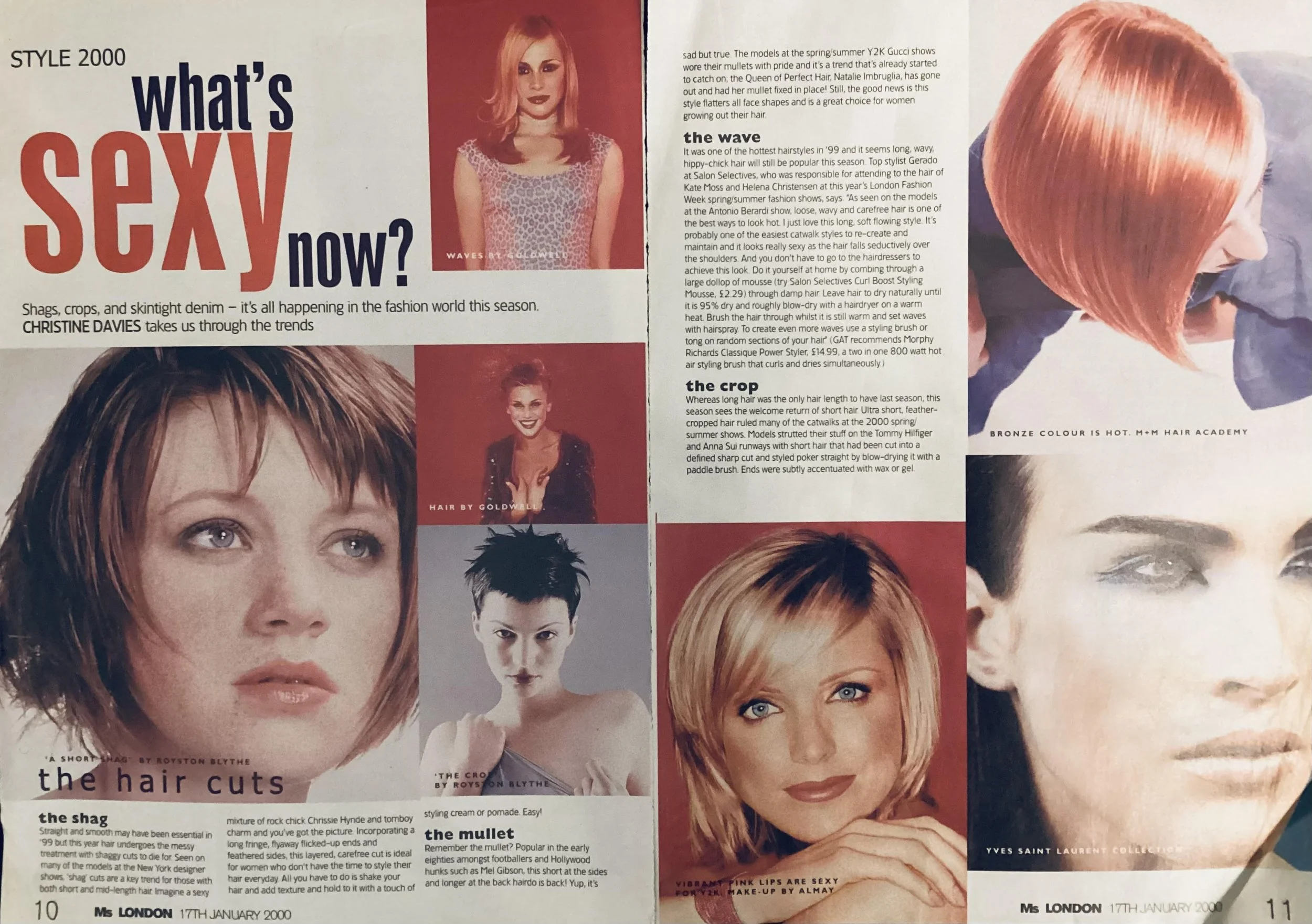 Hair trends feature in 'Ms London', a print publication distributed throughout London, UK.