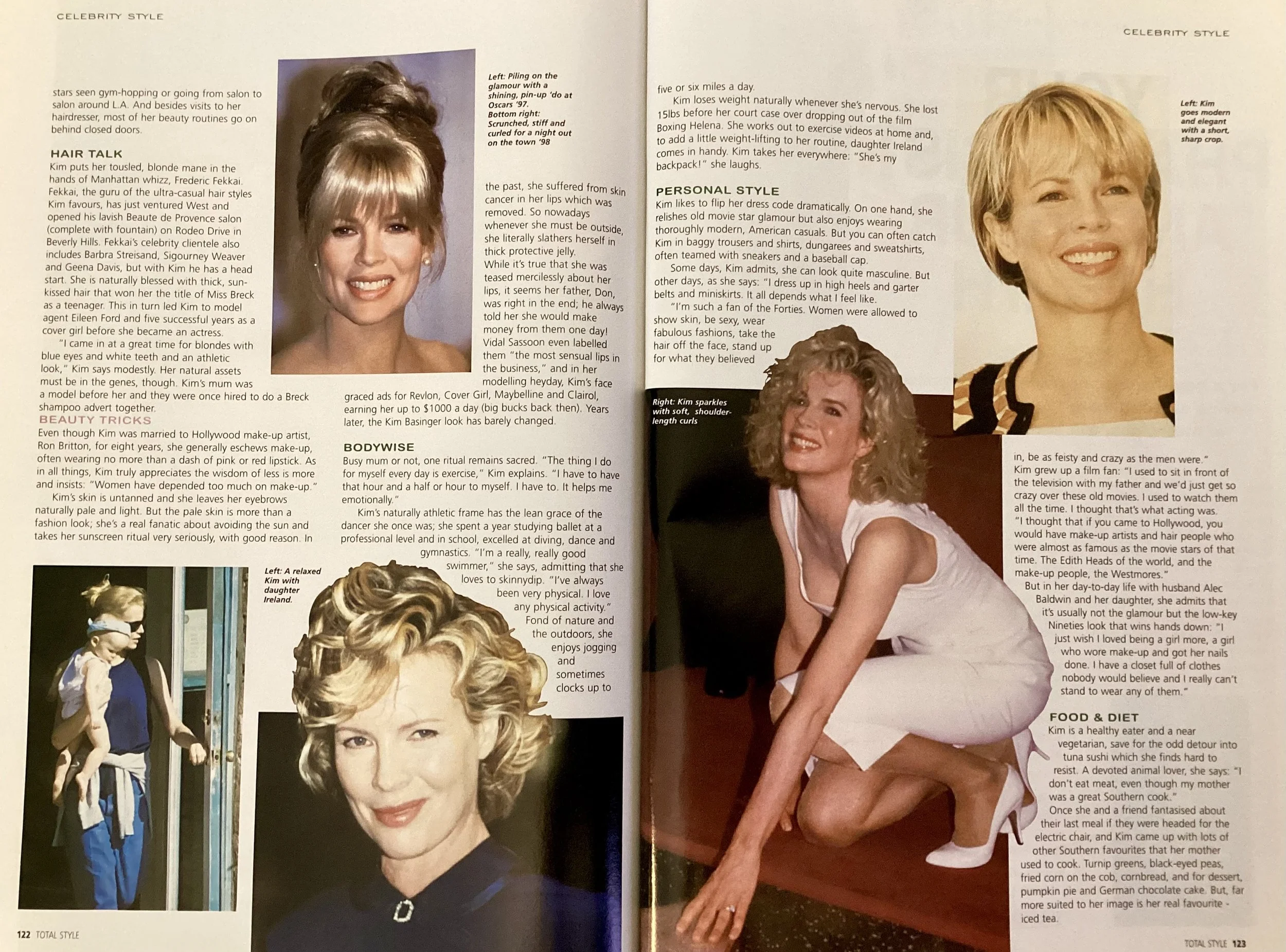 Celebrity interview feature with actress Kim Basinger for British consumer print magazine, 'Total Style'. (I was the magazine's editor)