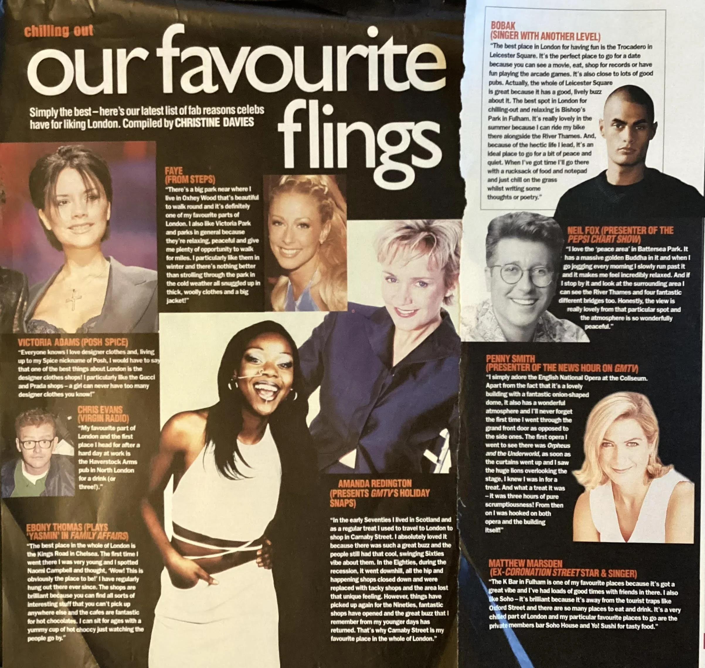 Celebrity quote feature with multiple celebrity interviewees for 'GAT' magazine - (print publication distributed throughout London, UK)