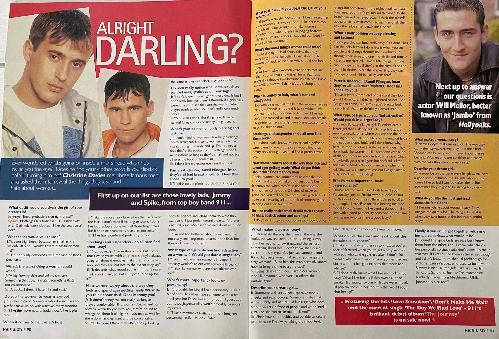 Interview with Platinum-selling British boyband, 911, and TV star Will Mellor for 'Hair & Style' - (consumer print magazine sold in stores throughout the UK)