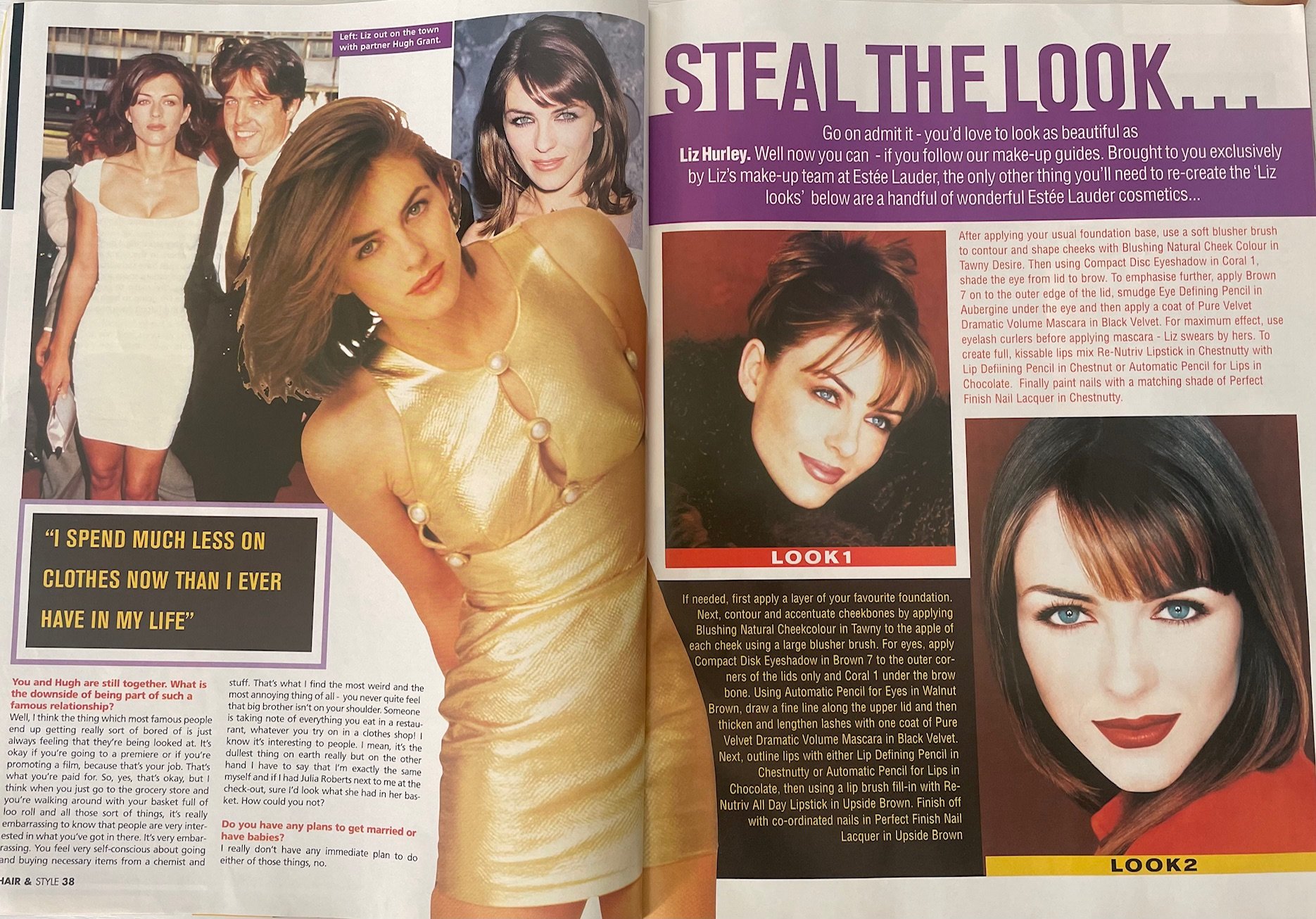 Elizabeth Hurley cover interview for British consumer magazine, 'Hair & Style' - print edition.