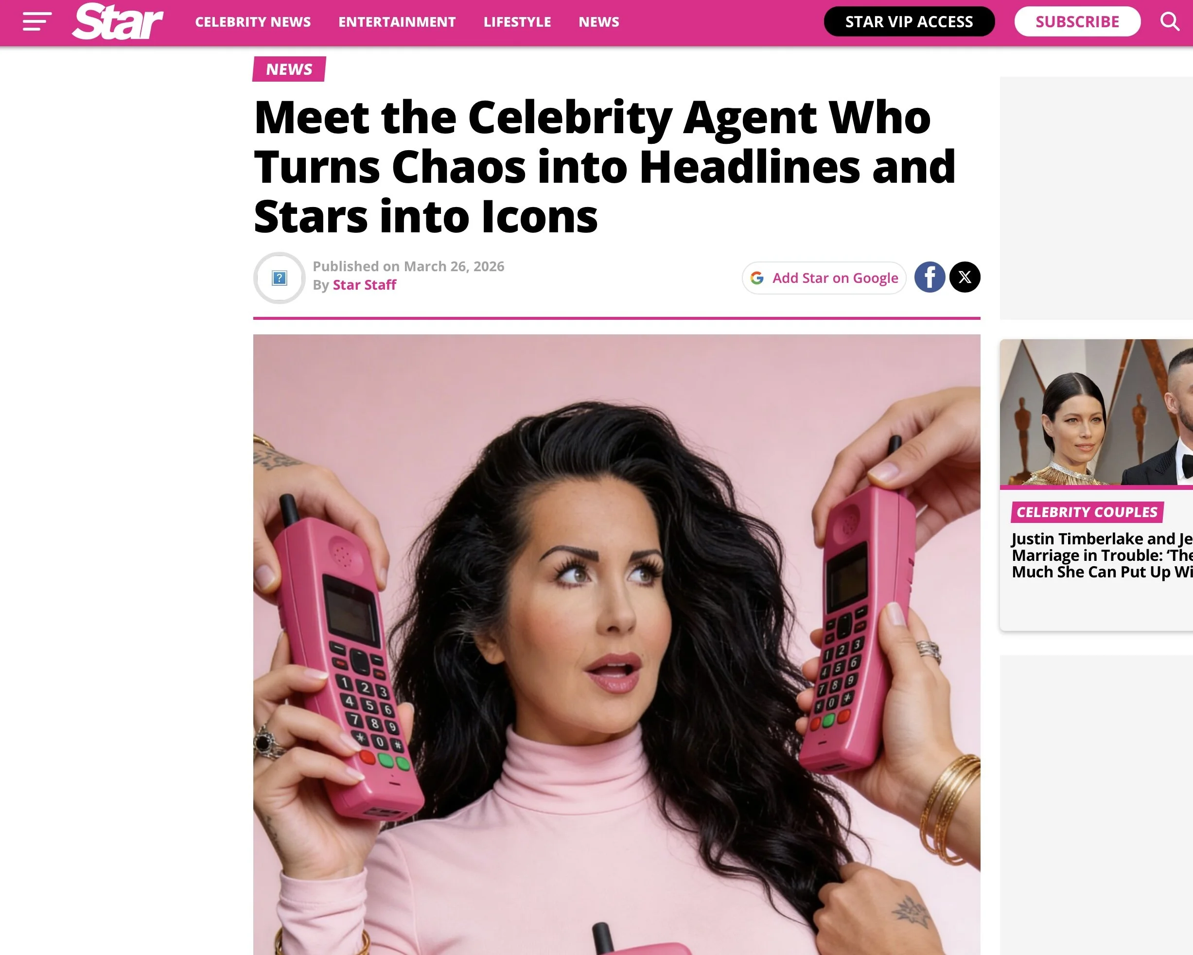 Editorial feature in Star Magazine (US) highlighting Chrissy Johnston’s media career and expertise, 2026.
(Click image to read - available in the US only).