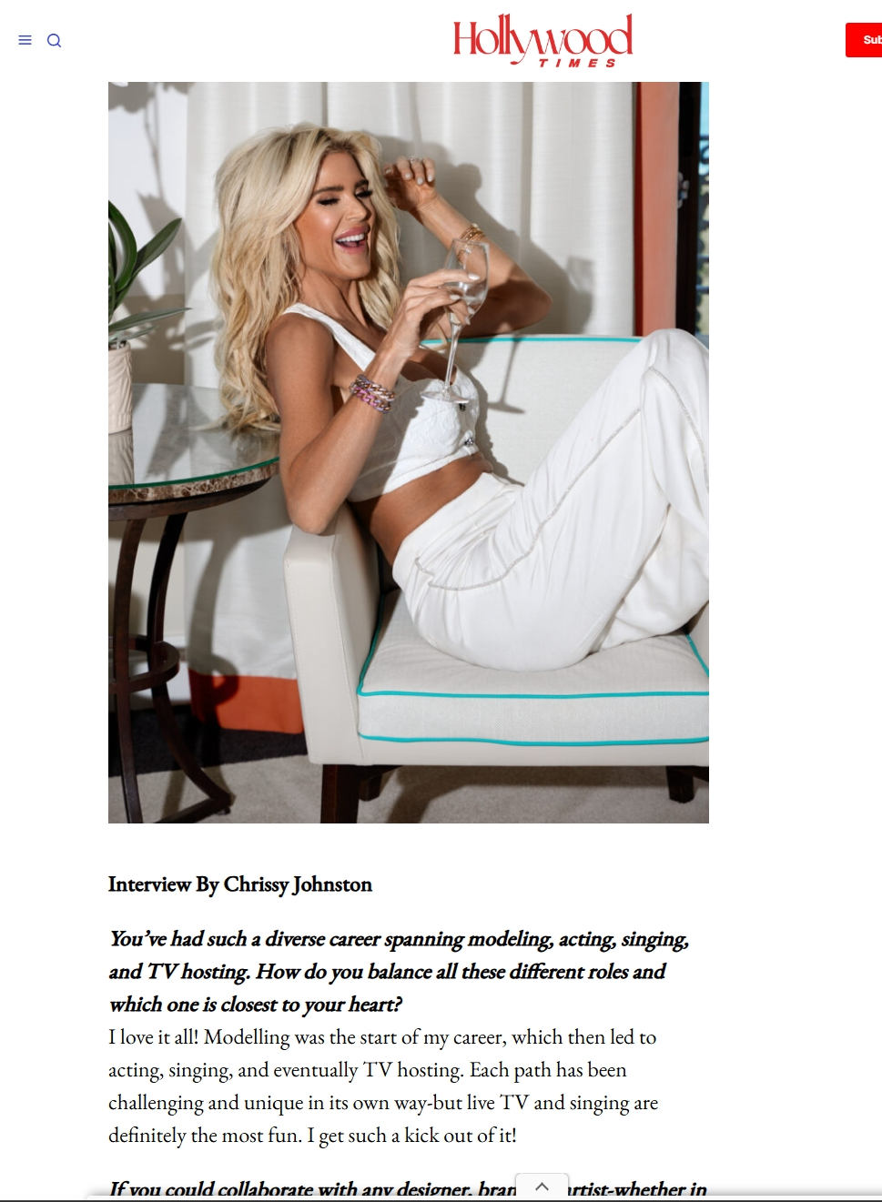 Hollywood Times cover interview with supermodel/TV star, Victoria Silvstedt , 2025. (Click to read)