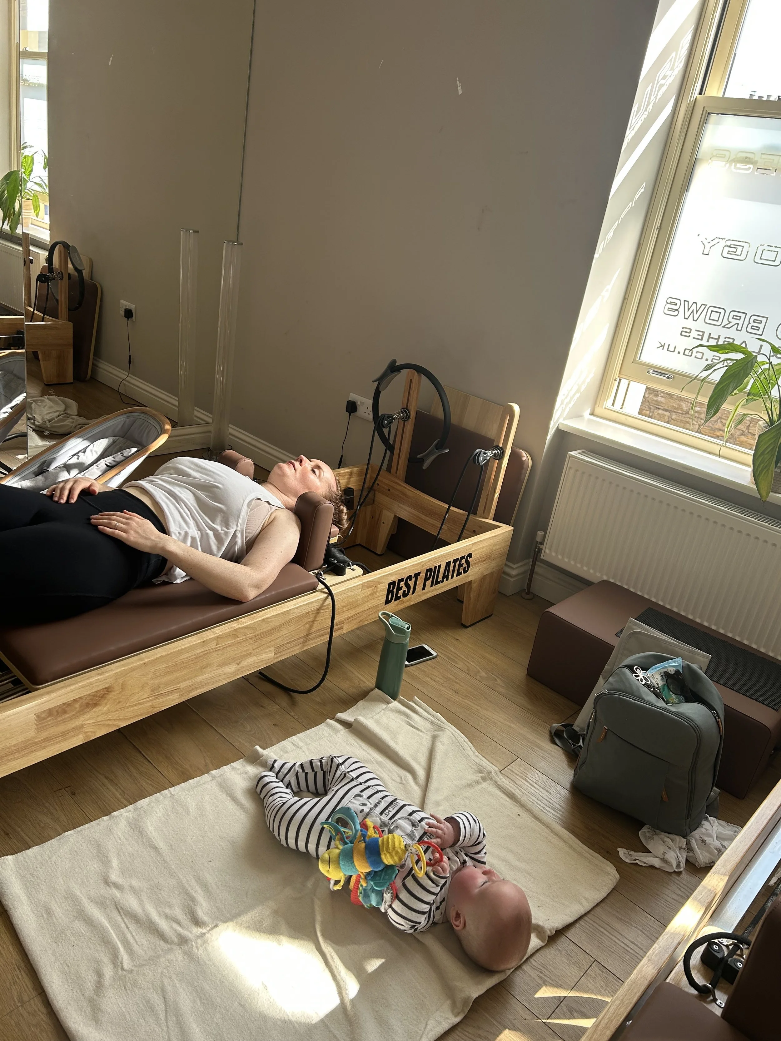 Louisa, founder at Move Well Studio teaches a post natal reformer class