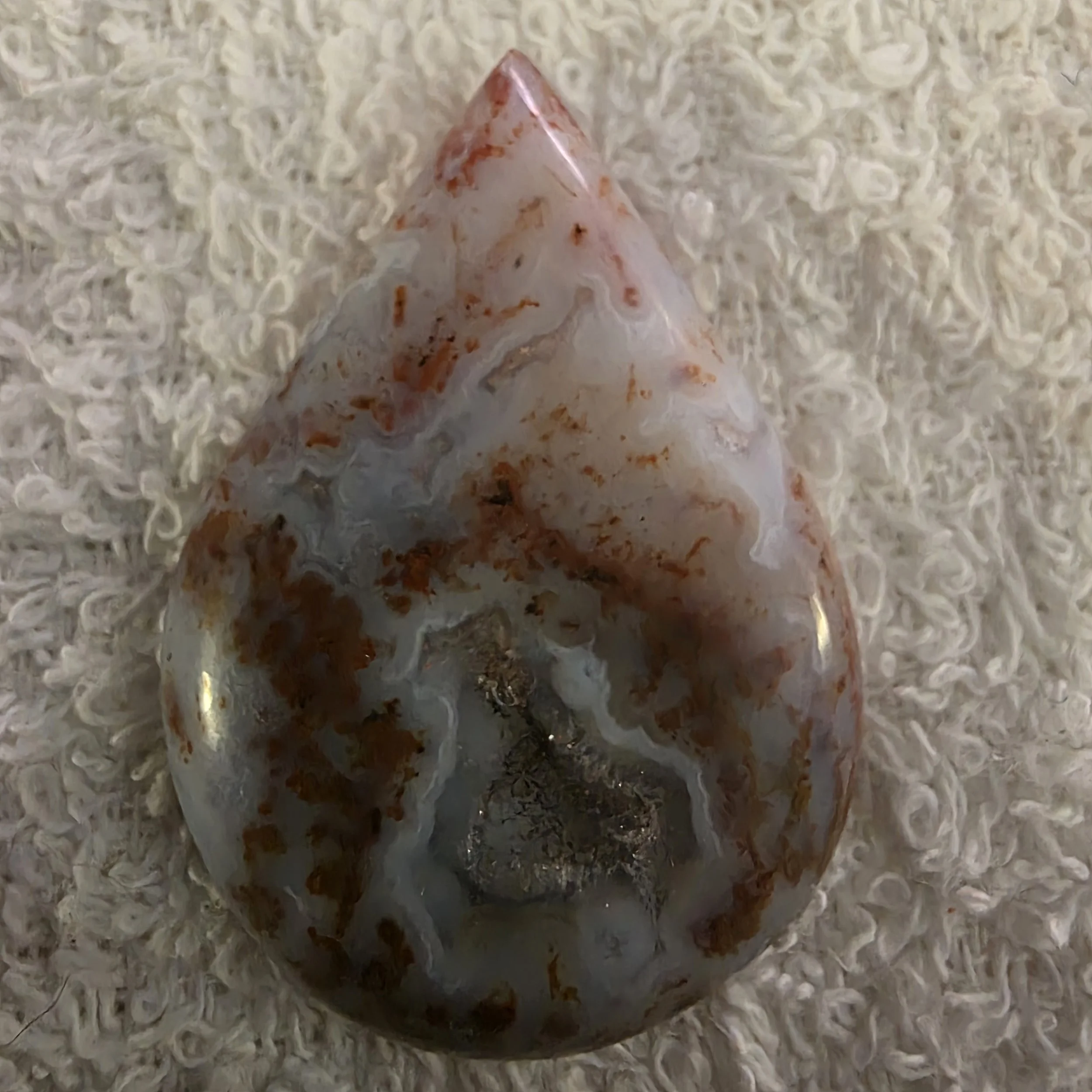 Tear Drop Rooster Tail Agate Cabochon