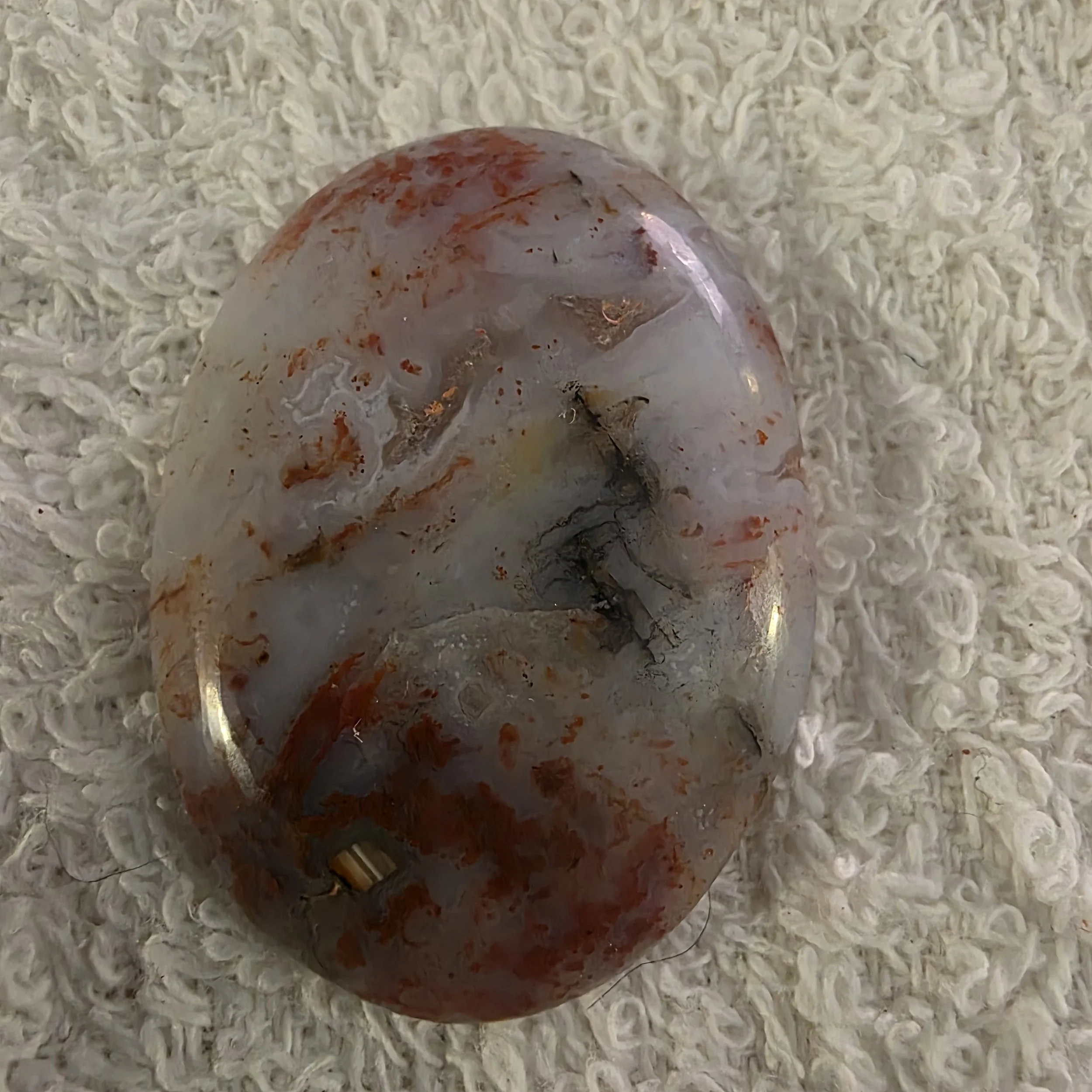Oval Shaped Rooster Tail Agate Cabochon