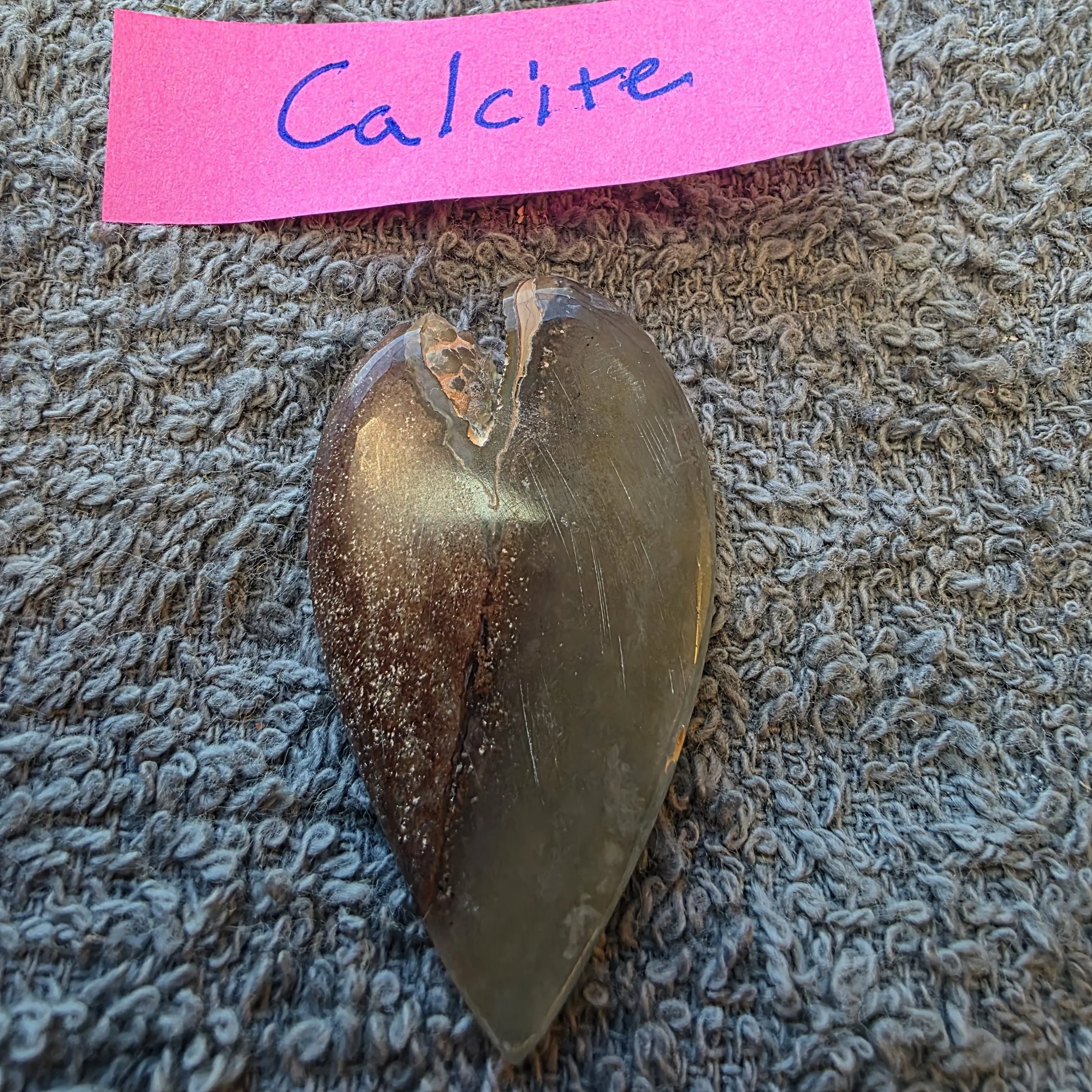 Rustic Teardrop with raw edge Calcite Cabochon