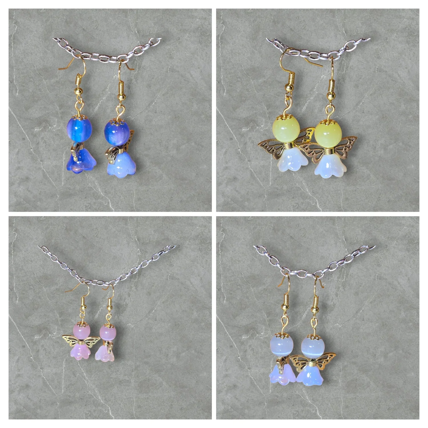 Golden angel winged earrings