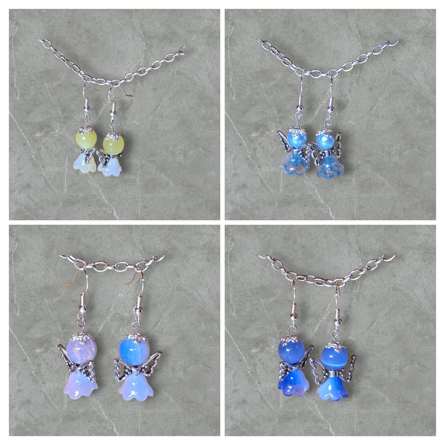 Silver winged angel earrings