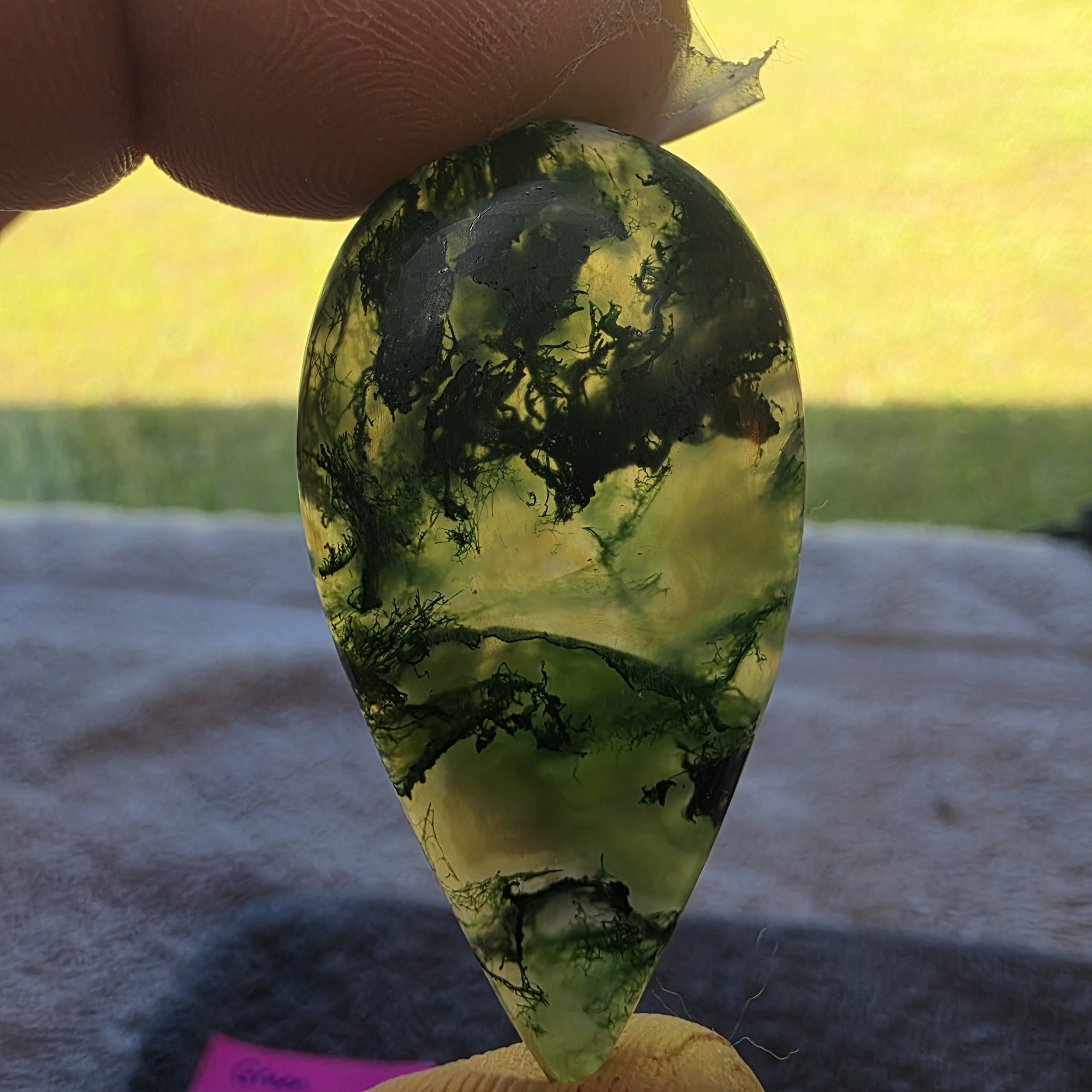 Teardrop Green Moss Agate Cabochon