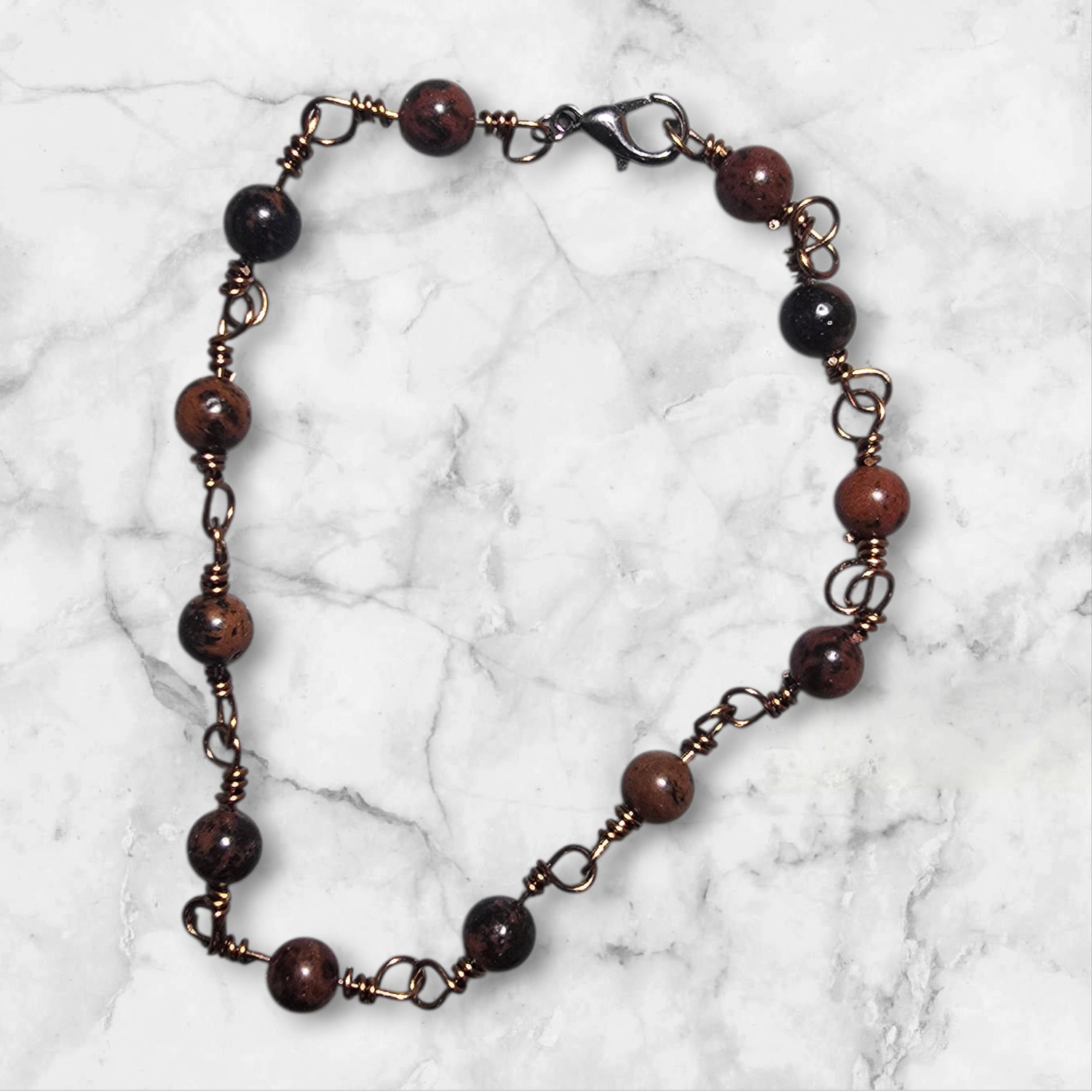 7 inch bracelet with mahogany jasper beads