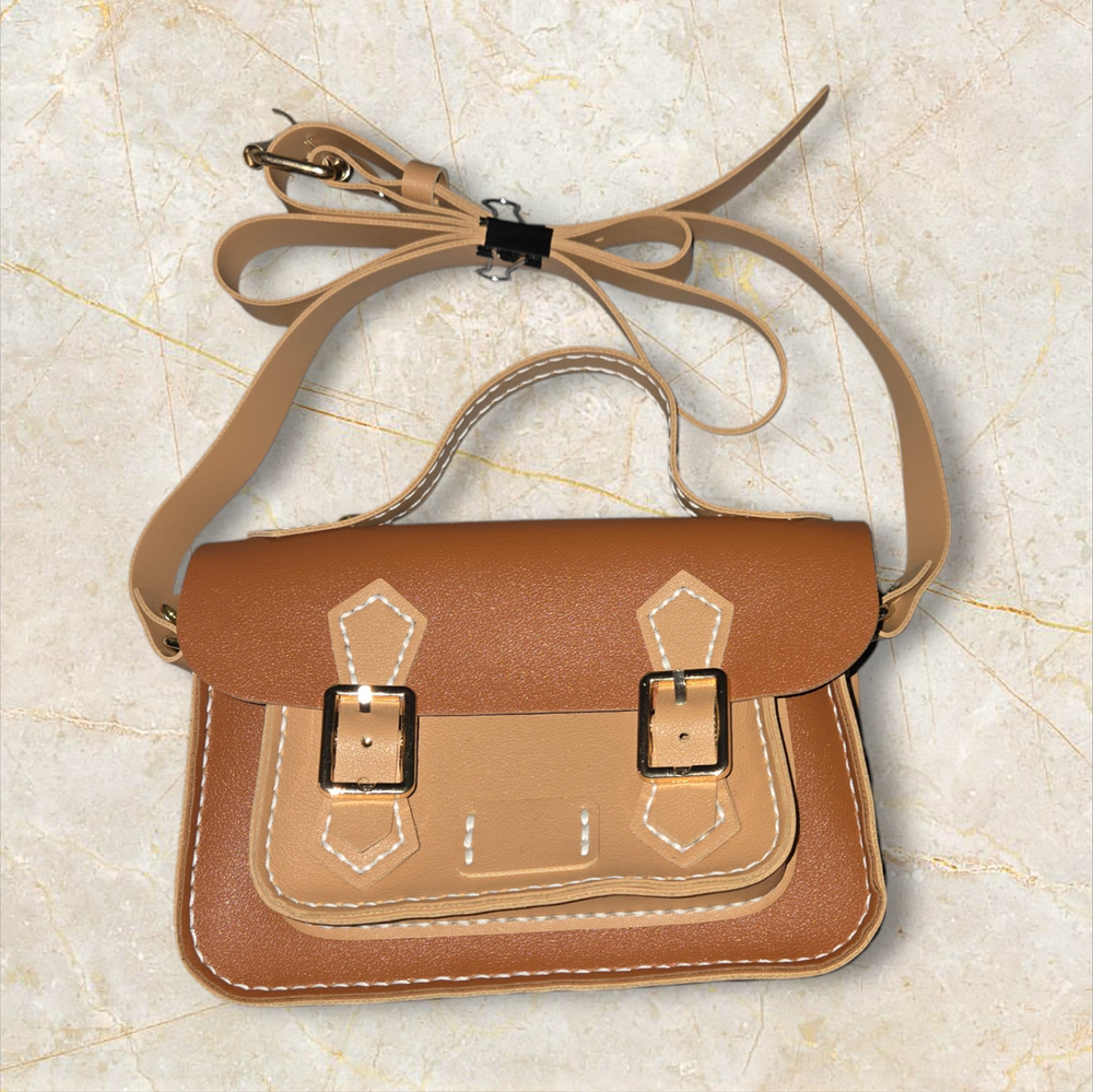 Two Tone Small Leather Shoulder Bag