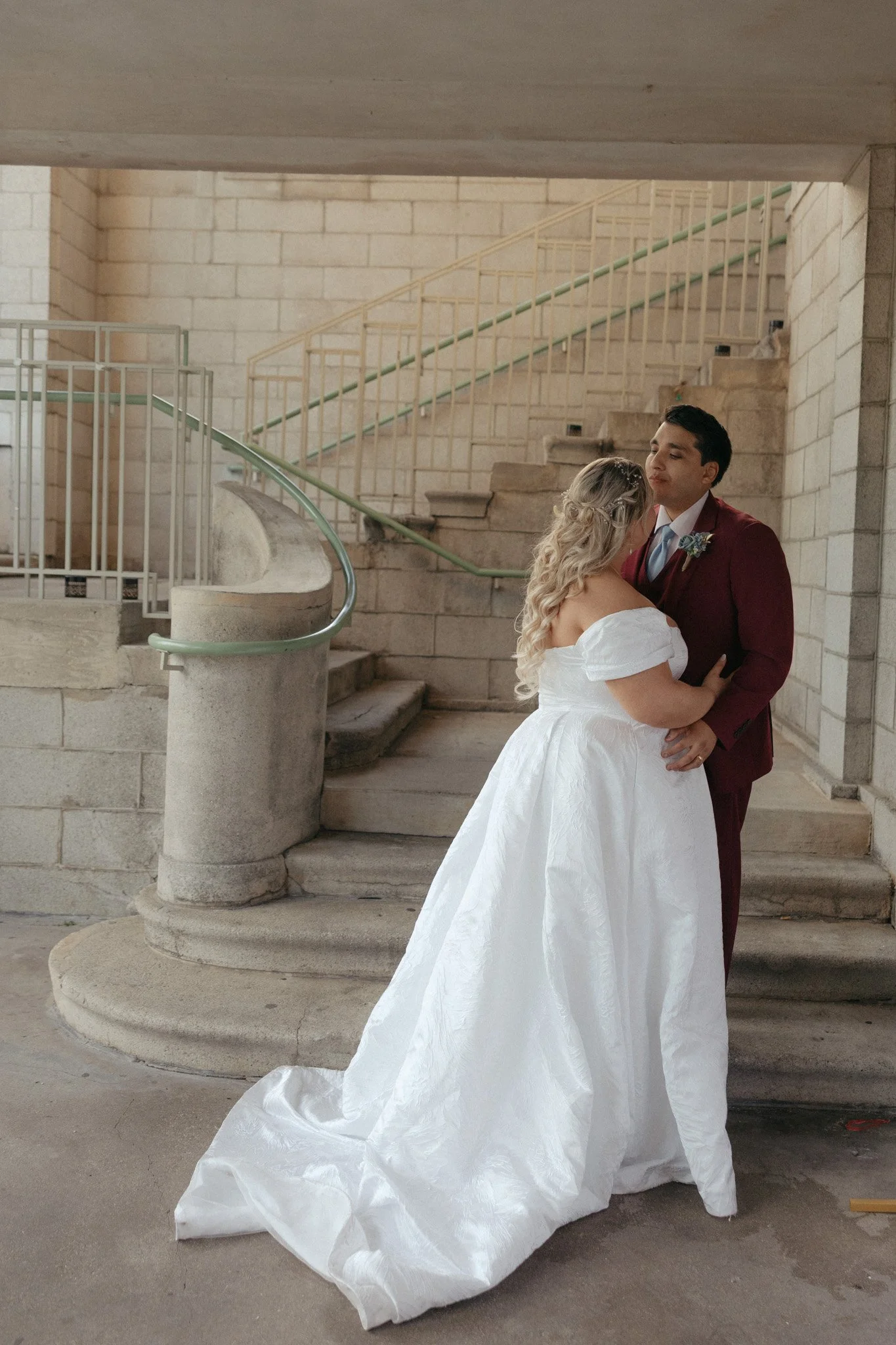 Bride and groom sunset portrait at the Gary Aquatorium wedding