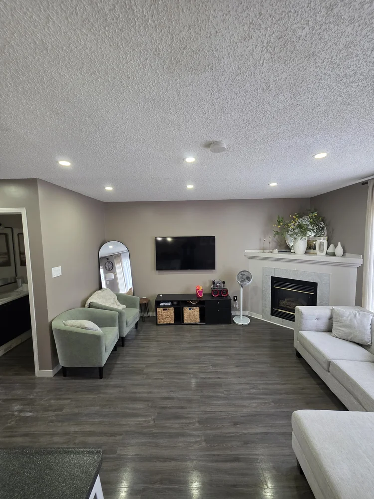 Open living area pot lights Edmonton home
