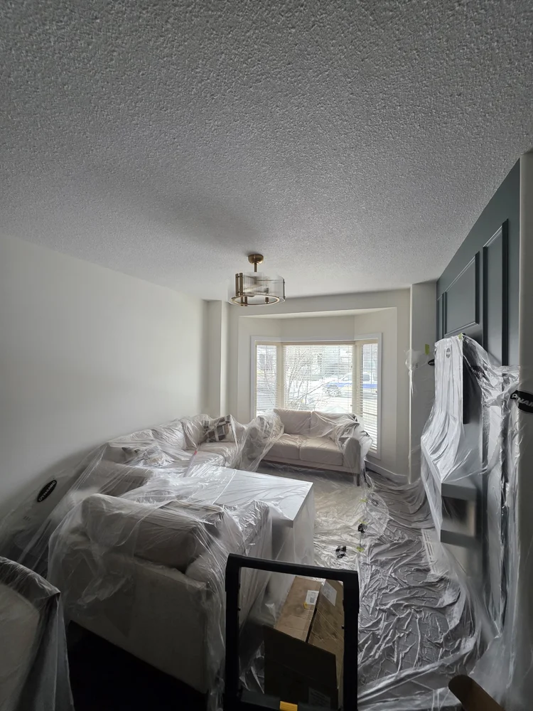 Furniture covered and protected during install Edmonton