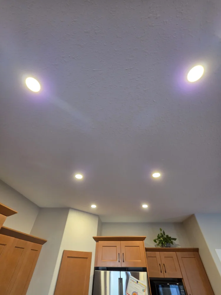 Evenly spaced kitchen ceiling pot lights Edmonton