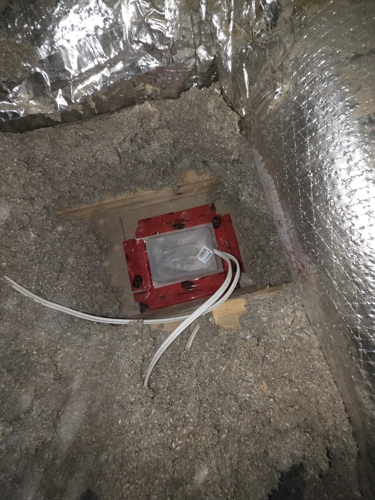Pot light vapor barrier box sealed in attic Edmonton