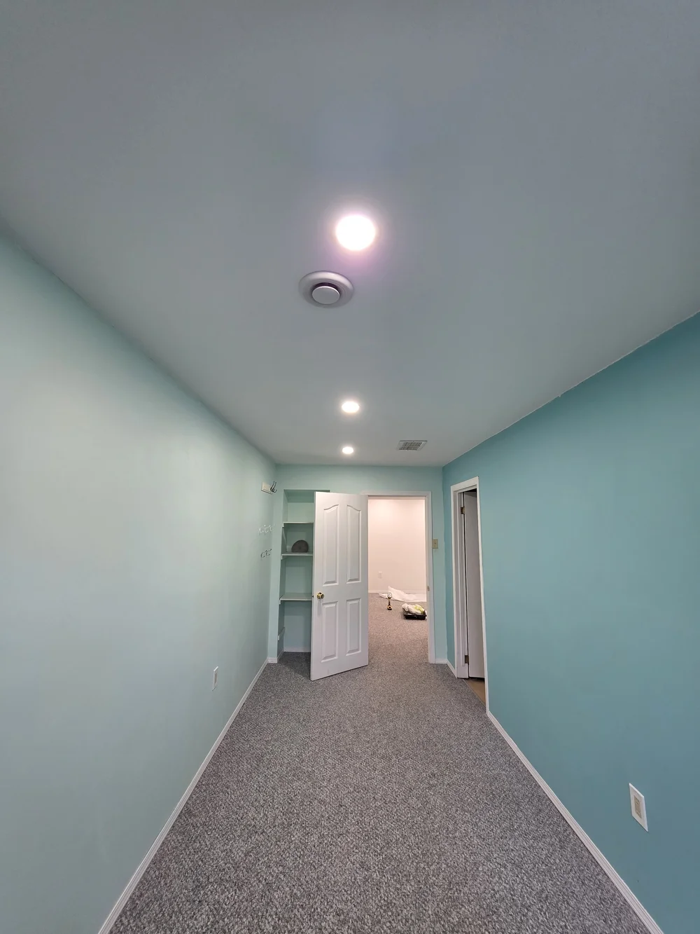 Finished basement bedroom pot lights Edmonton