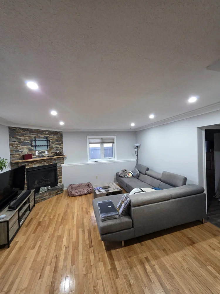 Main Floor Living Room after pot light installation Edmonton